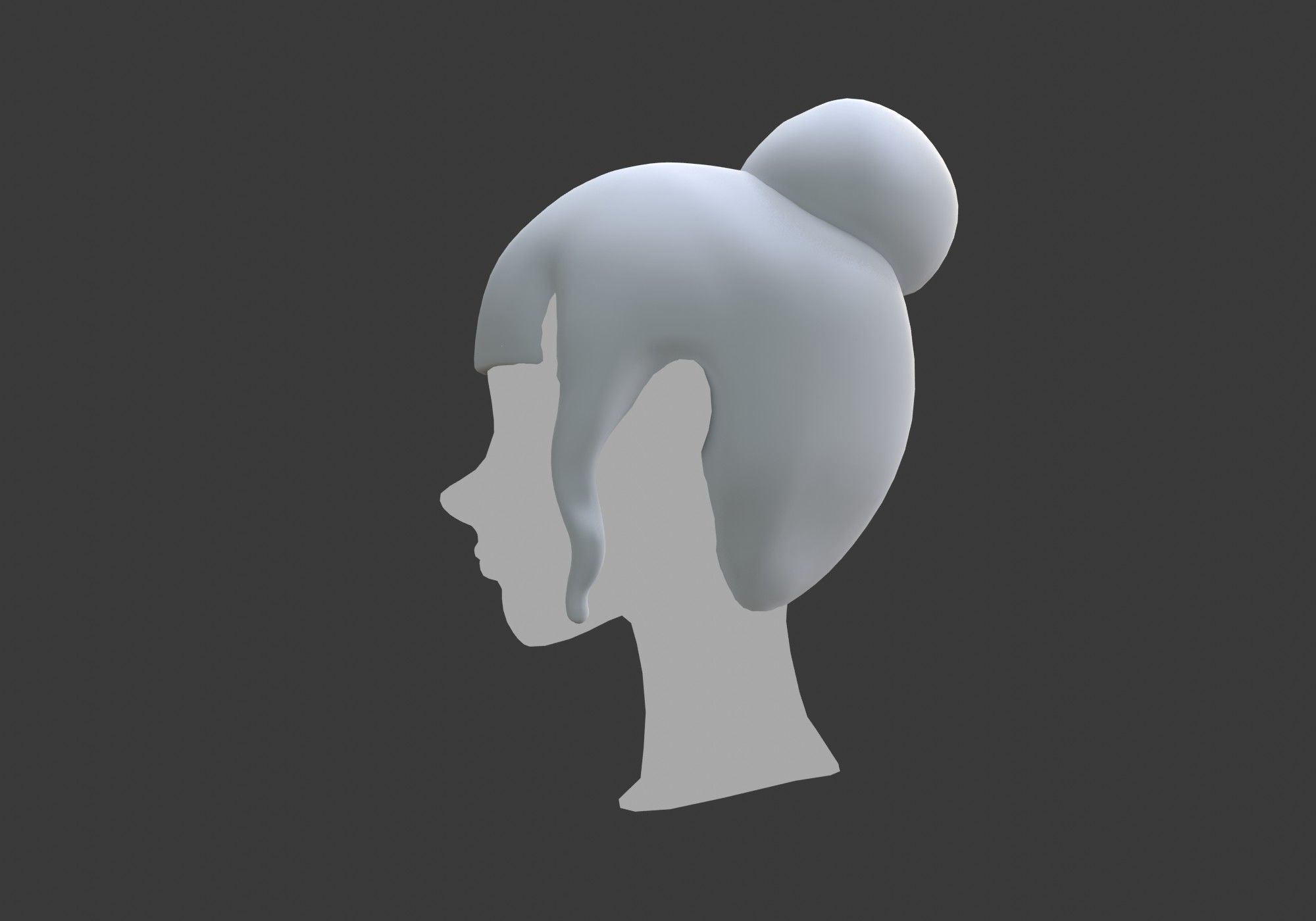 short hair with a bun Low-poly 3D model_4