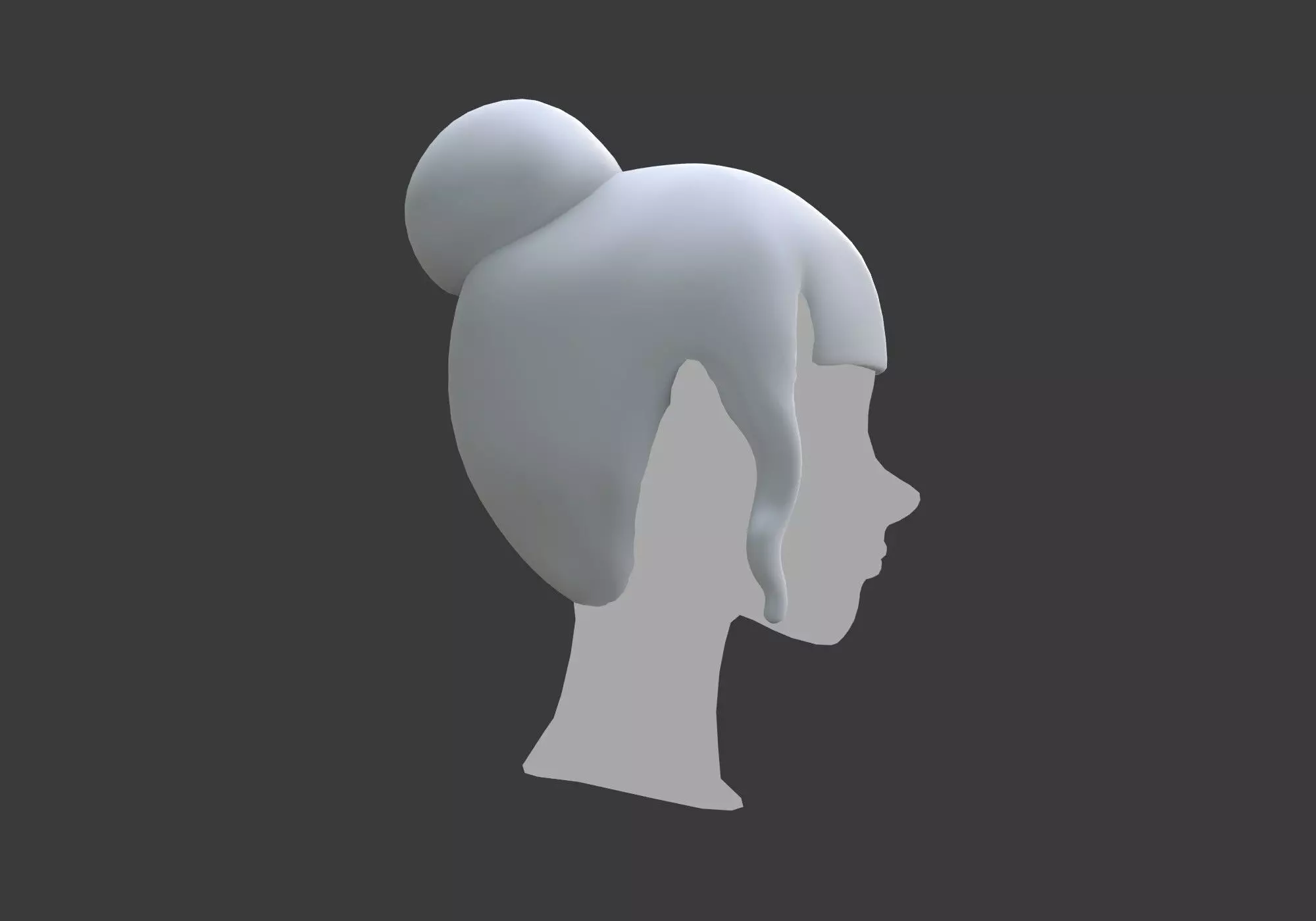short hair with a bun Low-poly 3D model_0