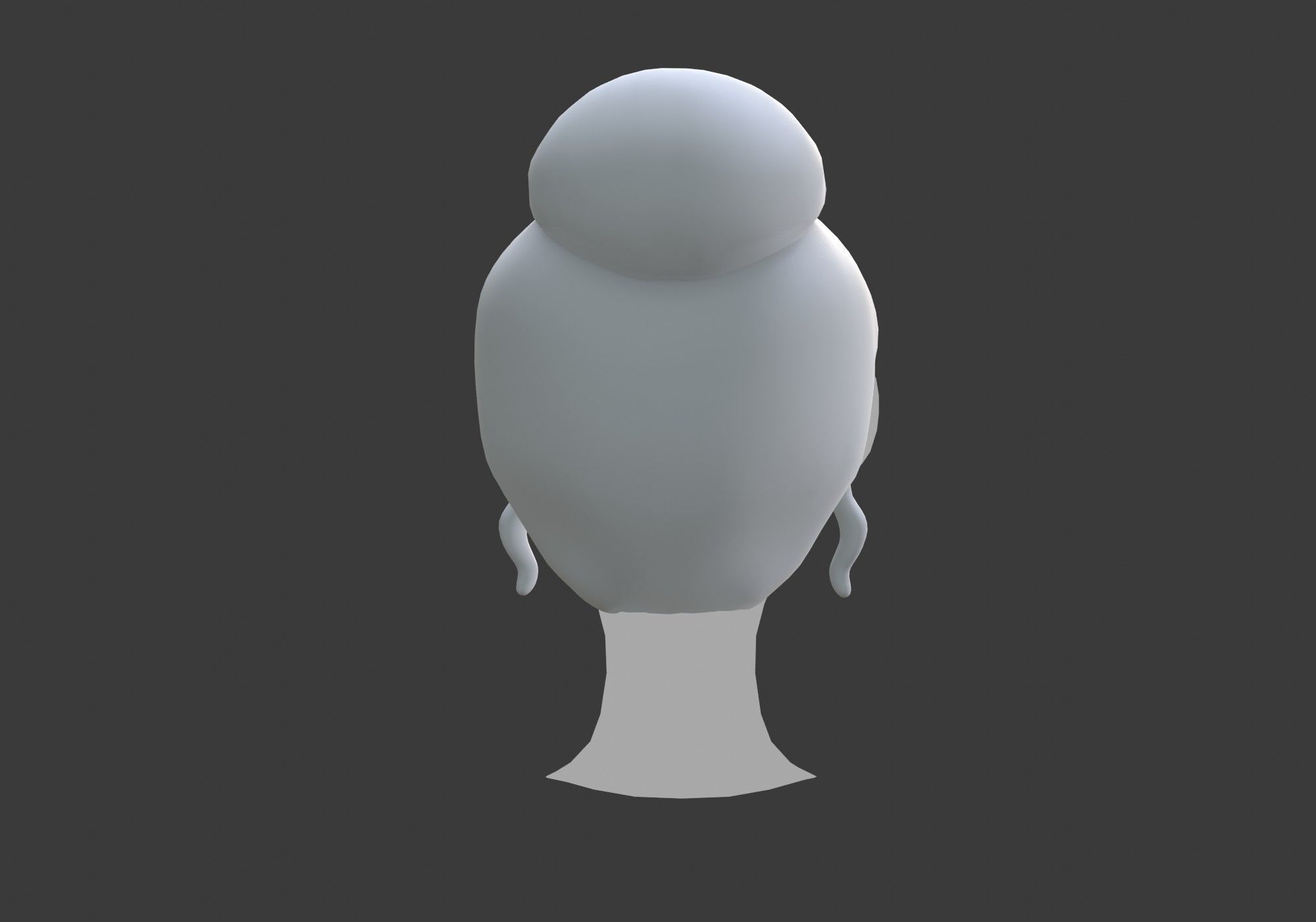 short hair with a bun Low-poly 3D model_3