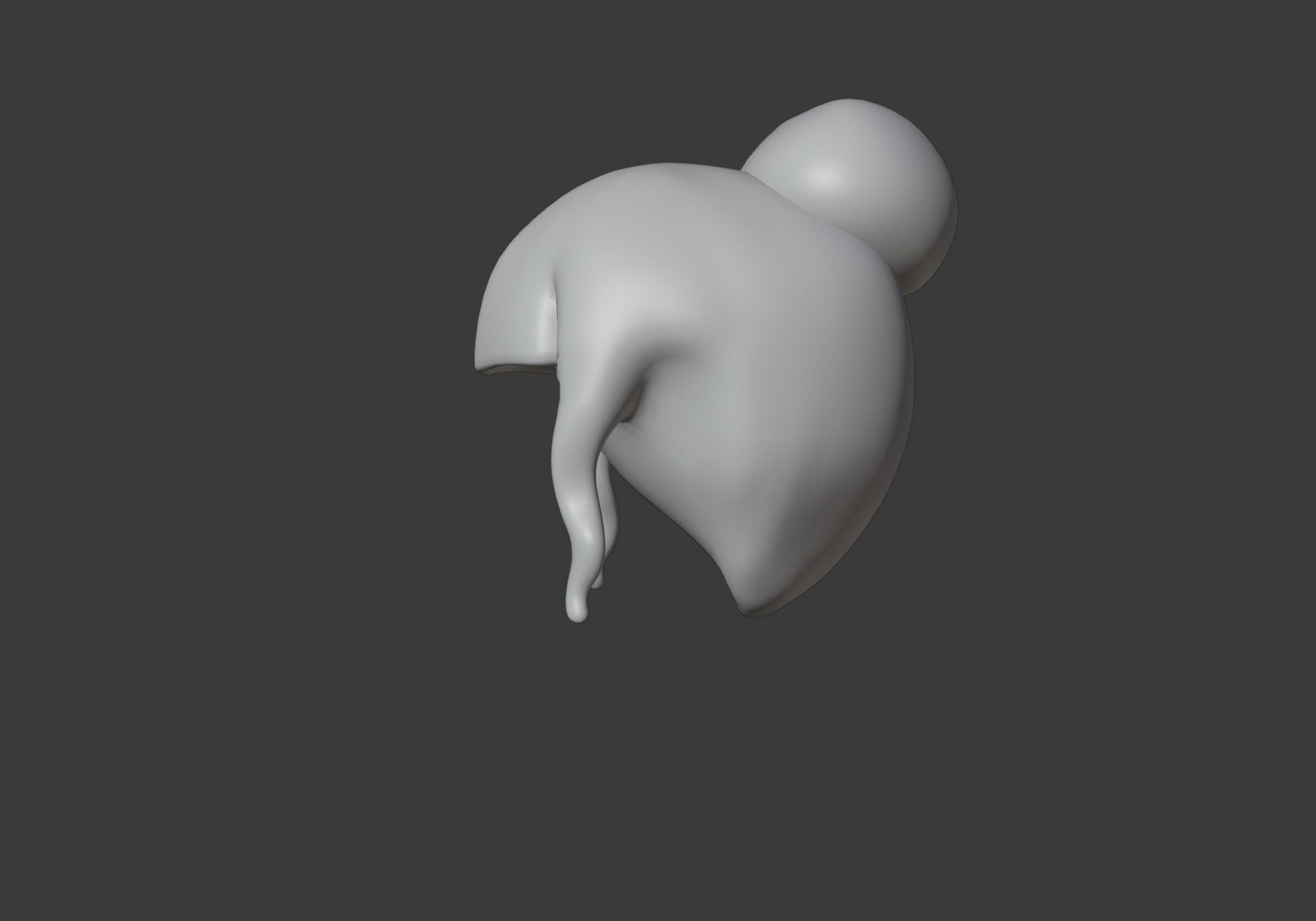 short hair with a bun Low-poly 3D model_9