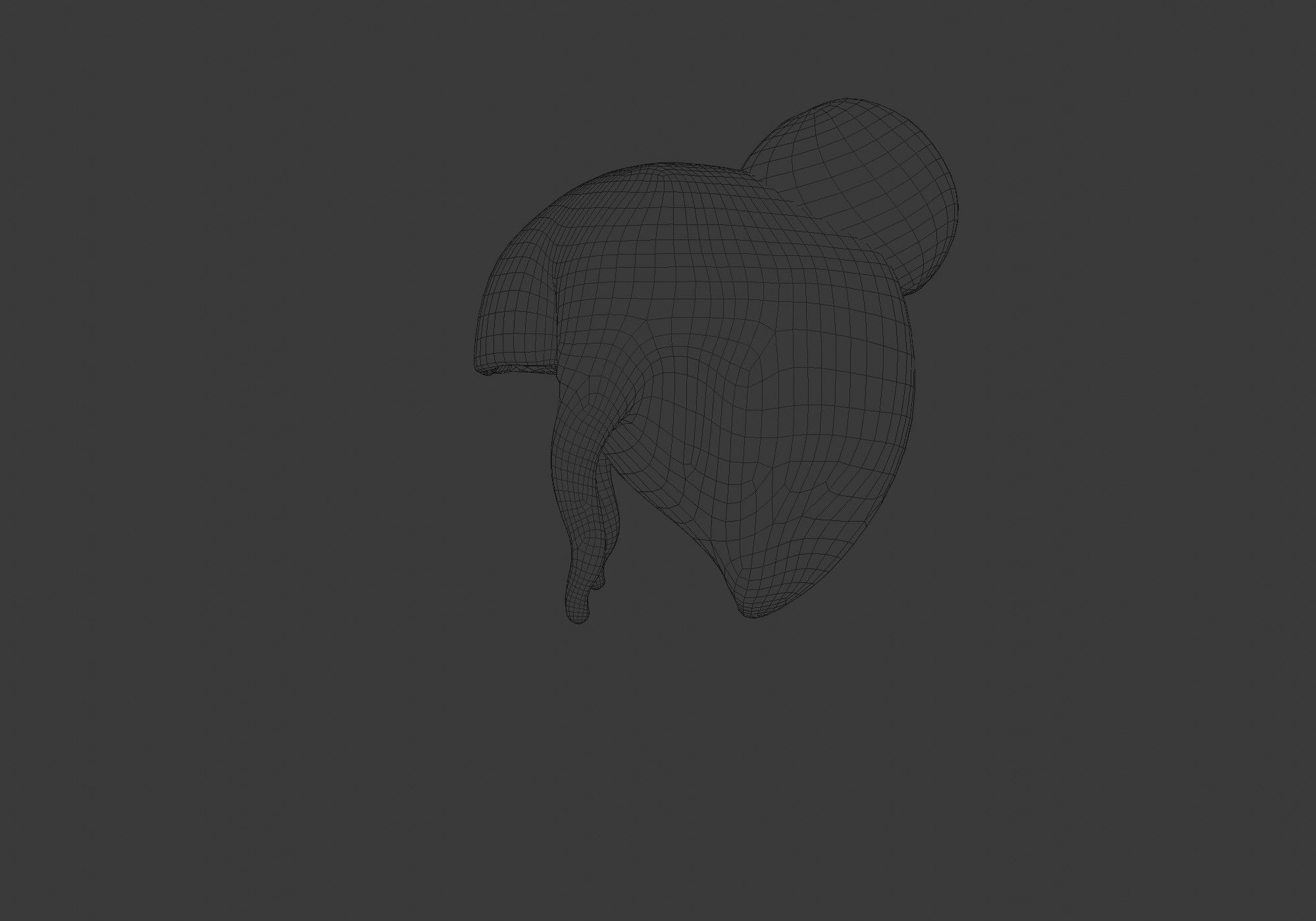 short hair with a bun Low-poly 3D model_14