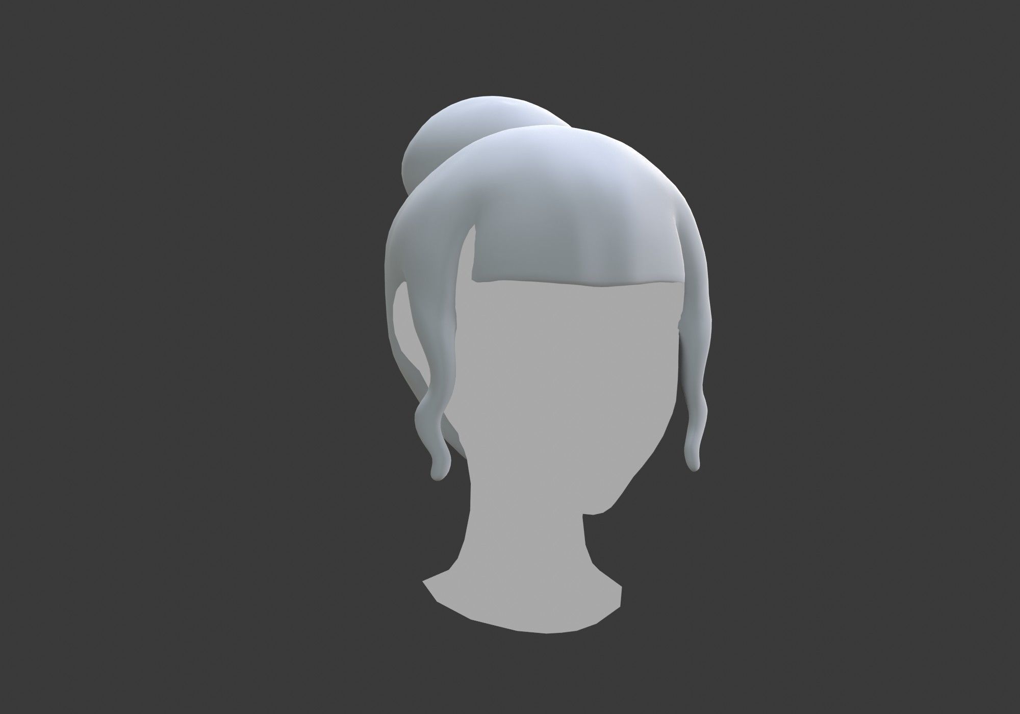 short hair with a bun Low-poly 3D model_1