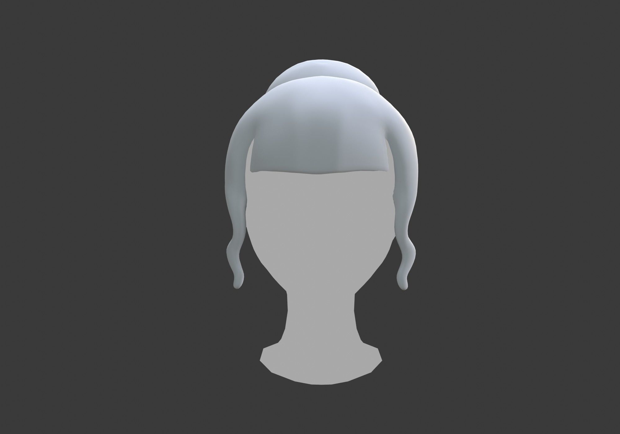 short hair with a bun Low-poly 3D model_2