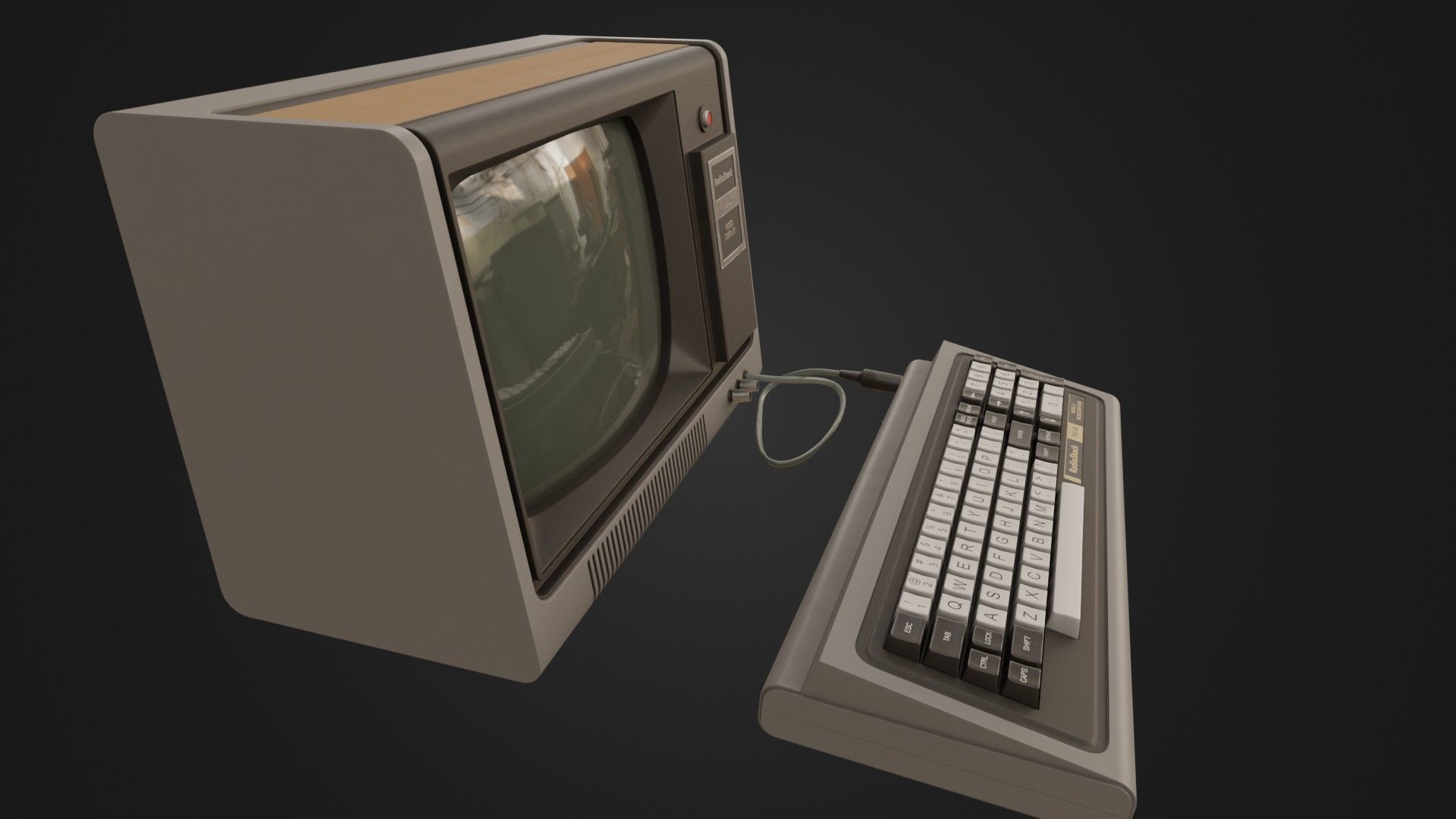 RadioShack TRS-80 with Video Display Low-poly 3D model_10