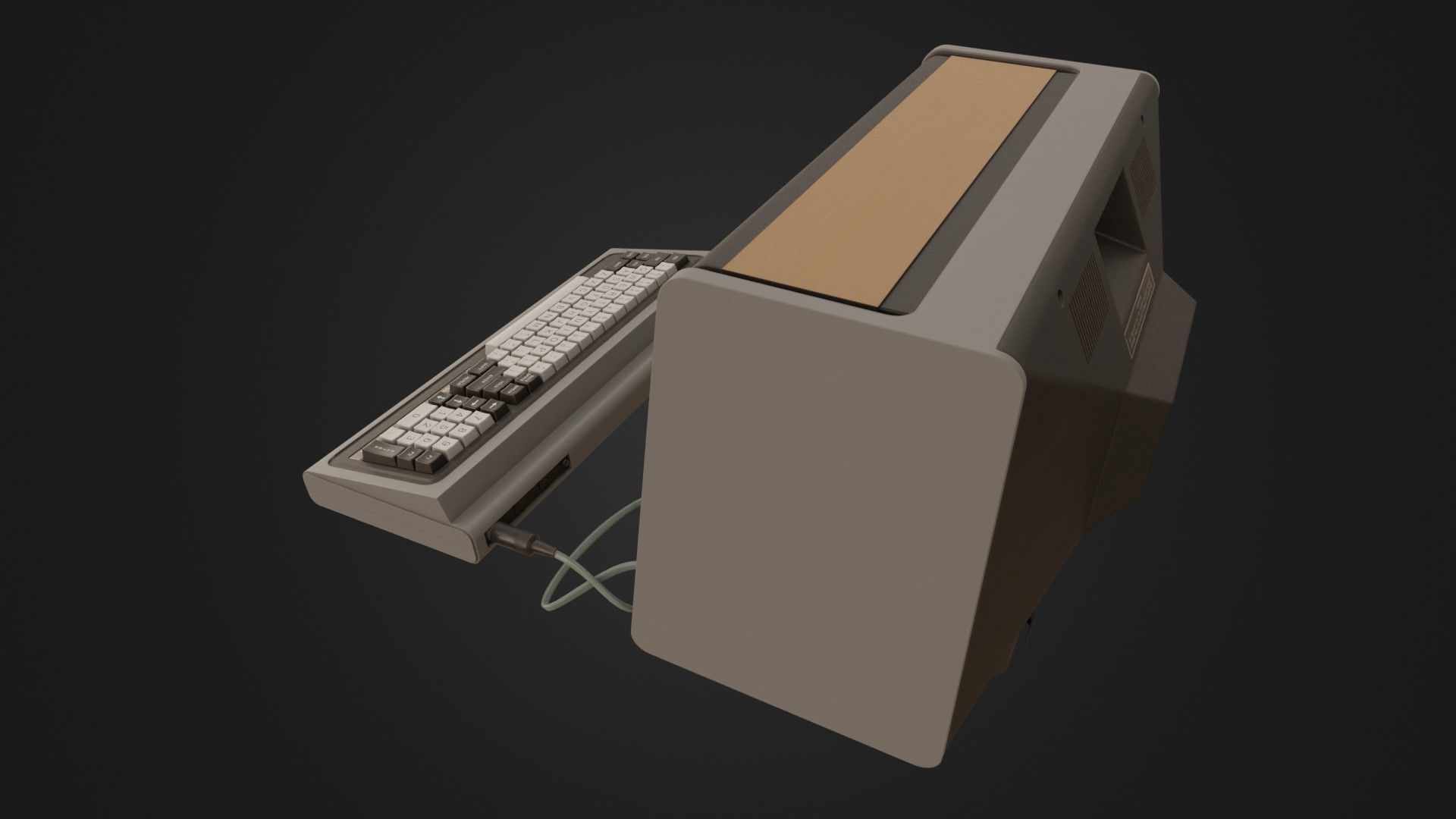 RadioShack TRS-80 with Video Display Low-poly 3D model_29