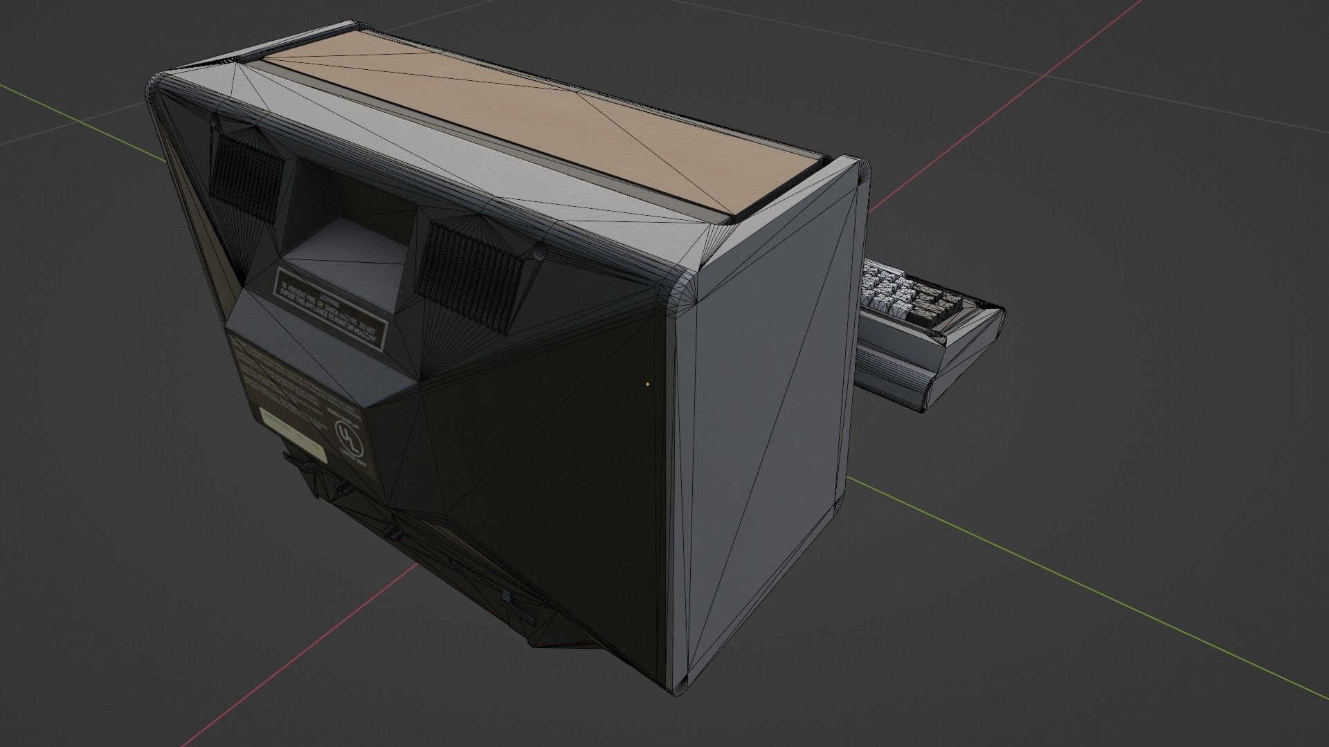RadioShack TRS-80 with Video Display Low-poly 3D model_3