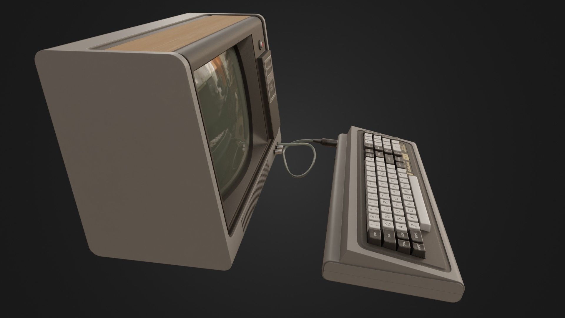 RadioShack TRS-80 with Video Display Low-poly 3D model_11
