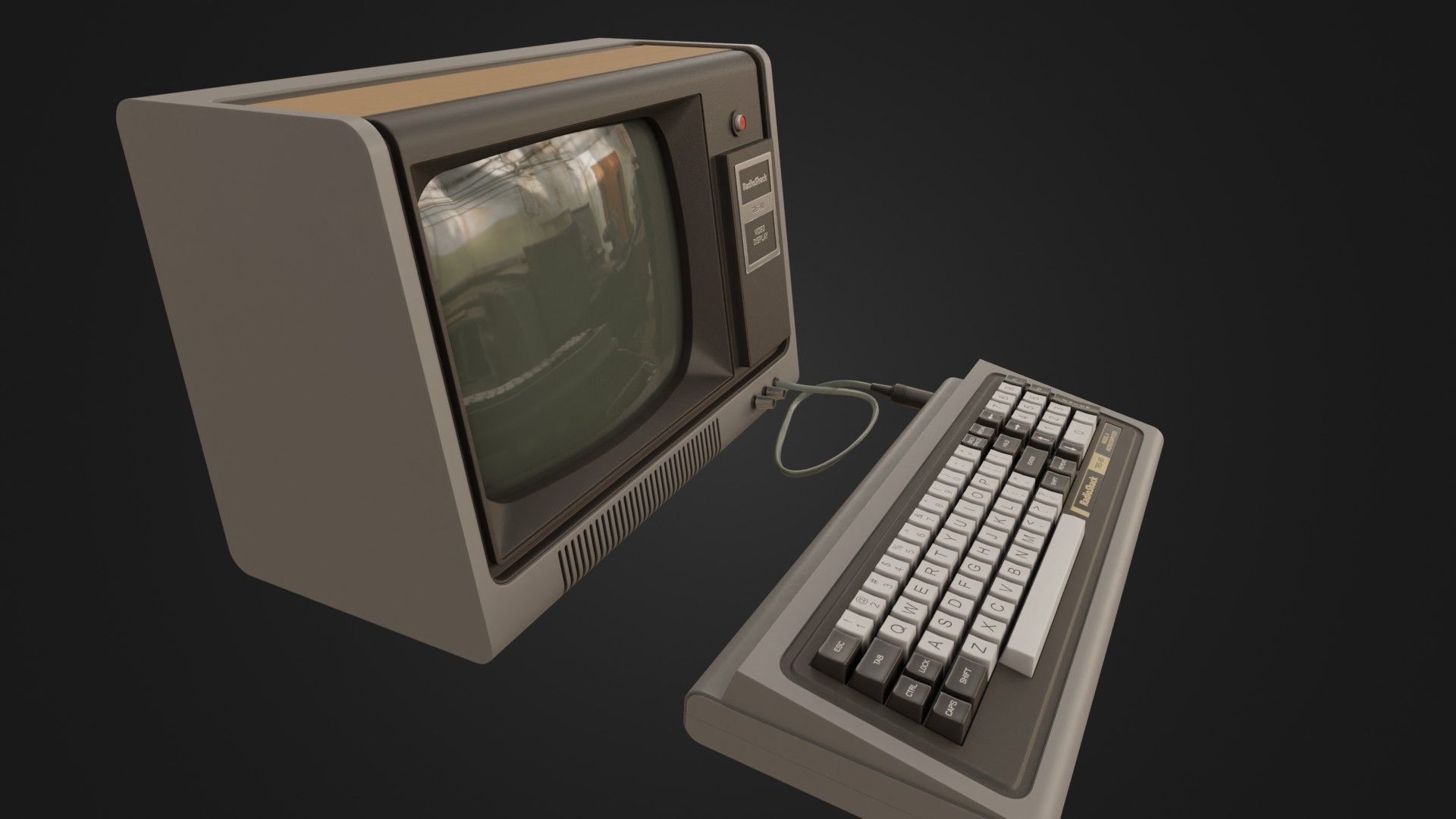 RadioShack TRS-80 with Video Display Low-poly 3D model_9