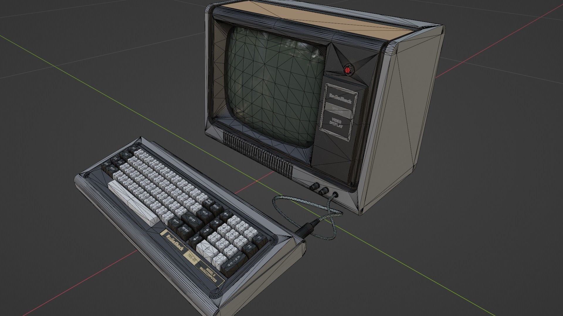 RadioShack TRS-80 with Video Display Low-poly 3D model_2