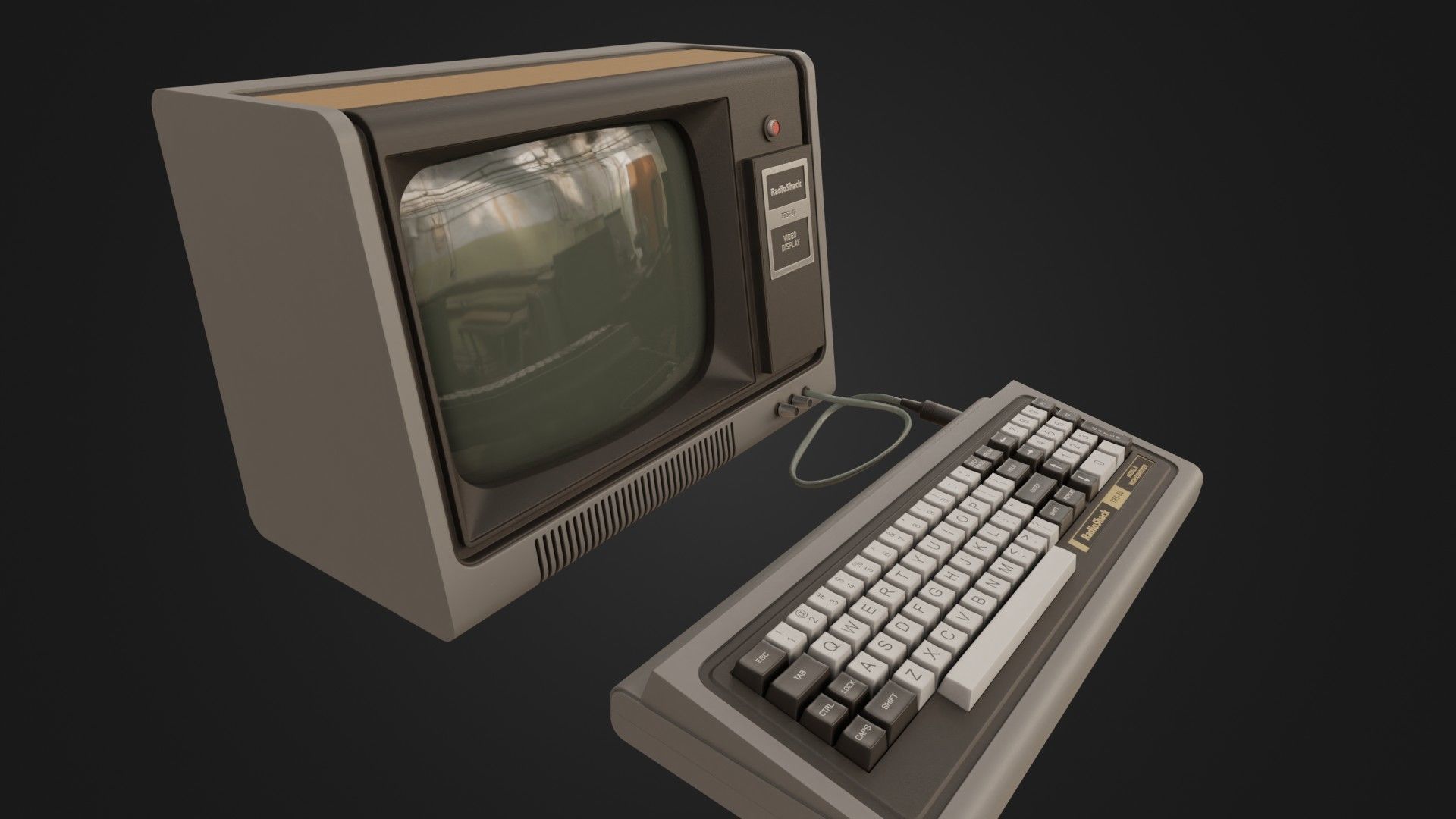 RadioShack TRS-80 with Video Display Low-poly 3D model_8