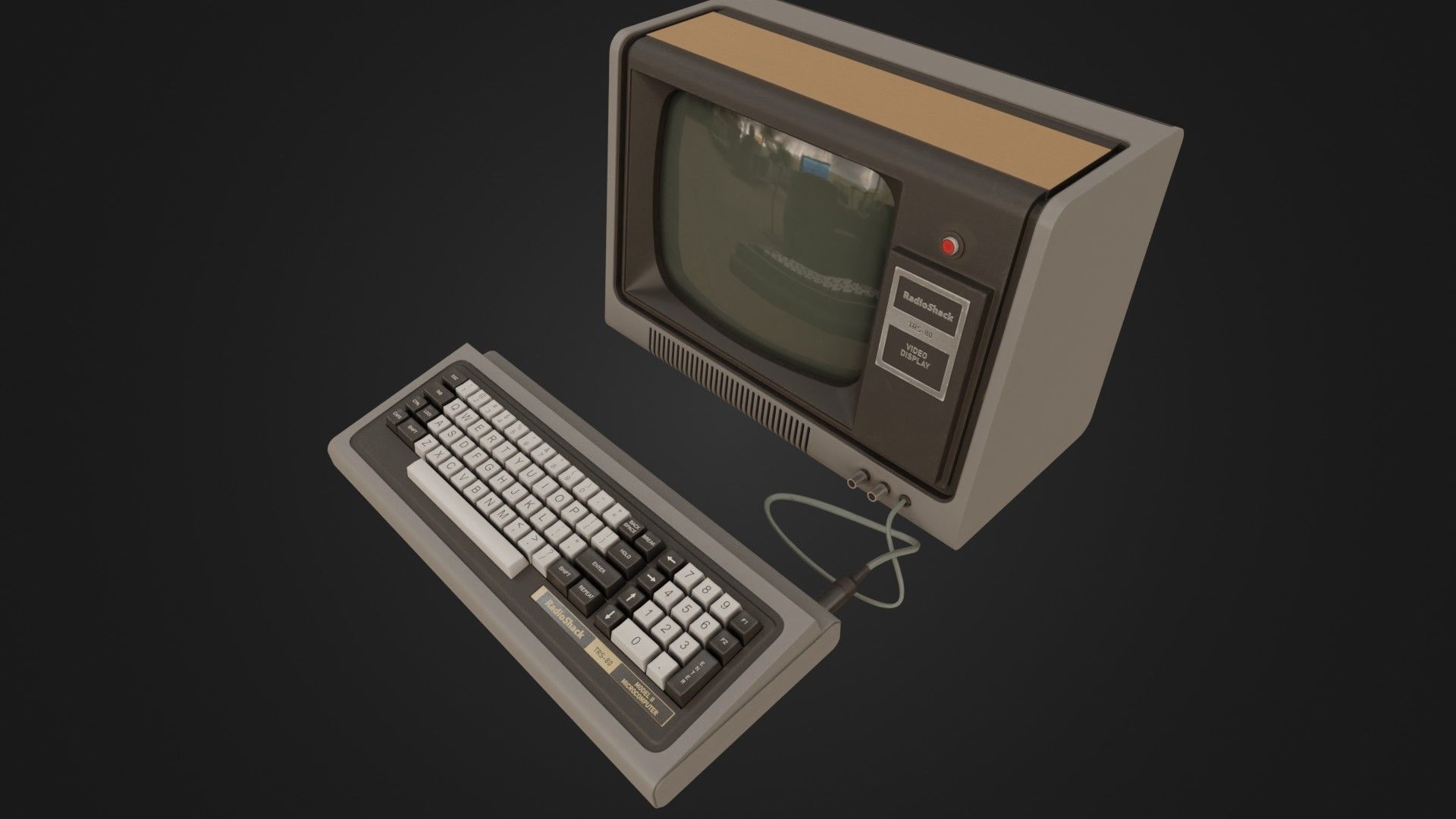 RadioShack TRS-80 with Video Display Low-poly 3D model_37