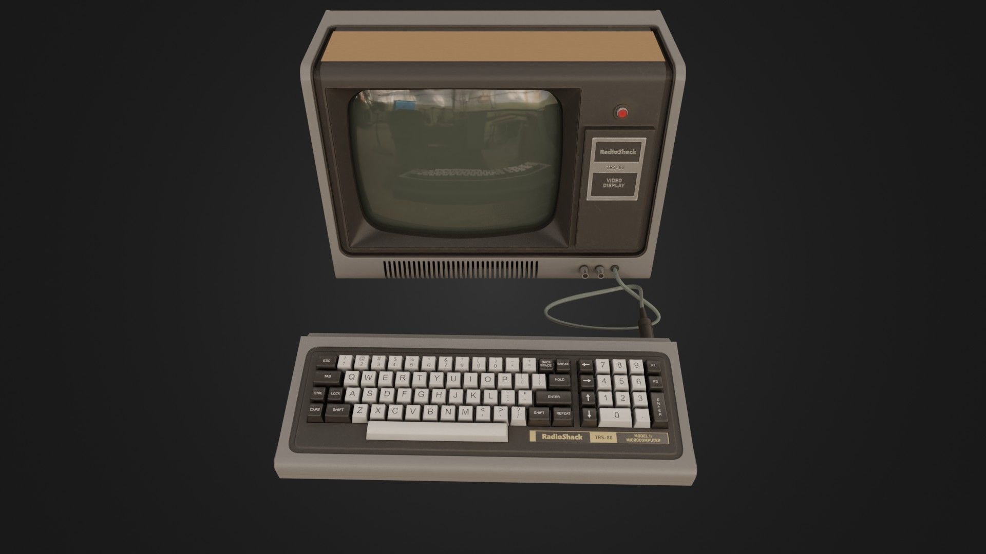 RadioShack TRS-80 with Video Display Low-poly 3D model_42
