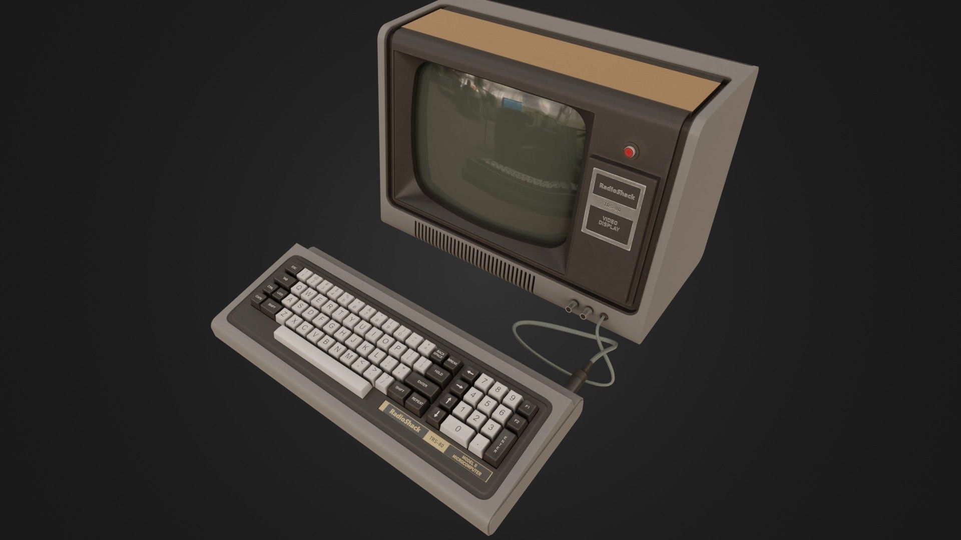 RadioShack TRS-80 with Video Display Low-poly 3D model_38