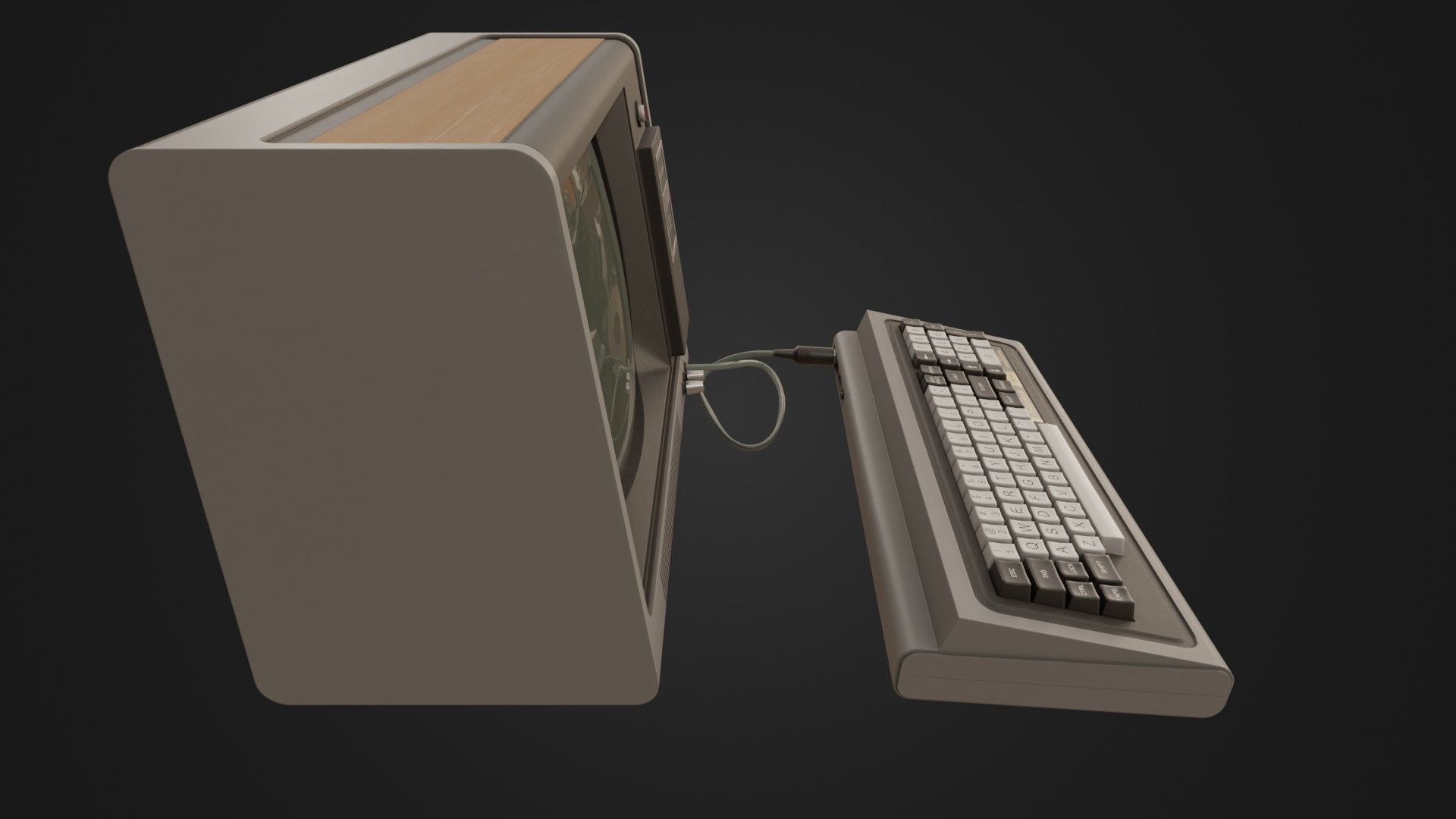 RadioShack TRS-80 with Video Display Low-poly 3D model_12