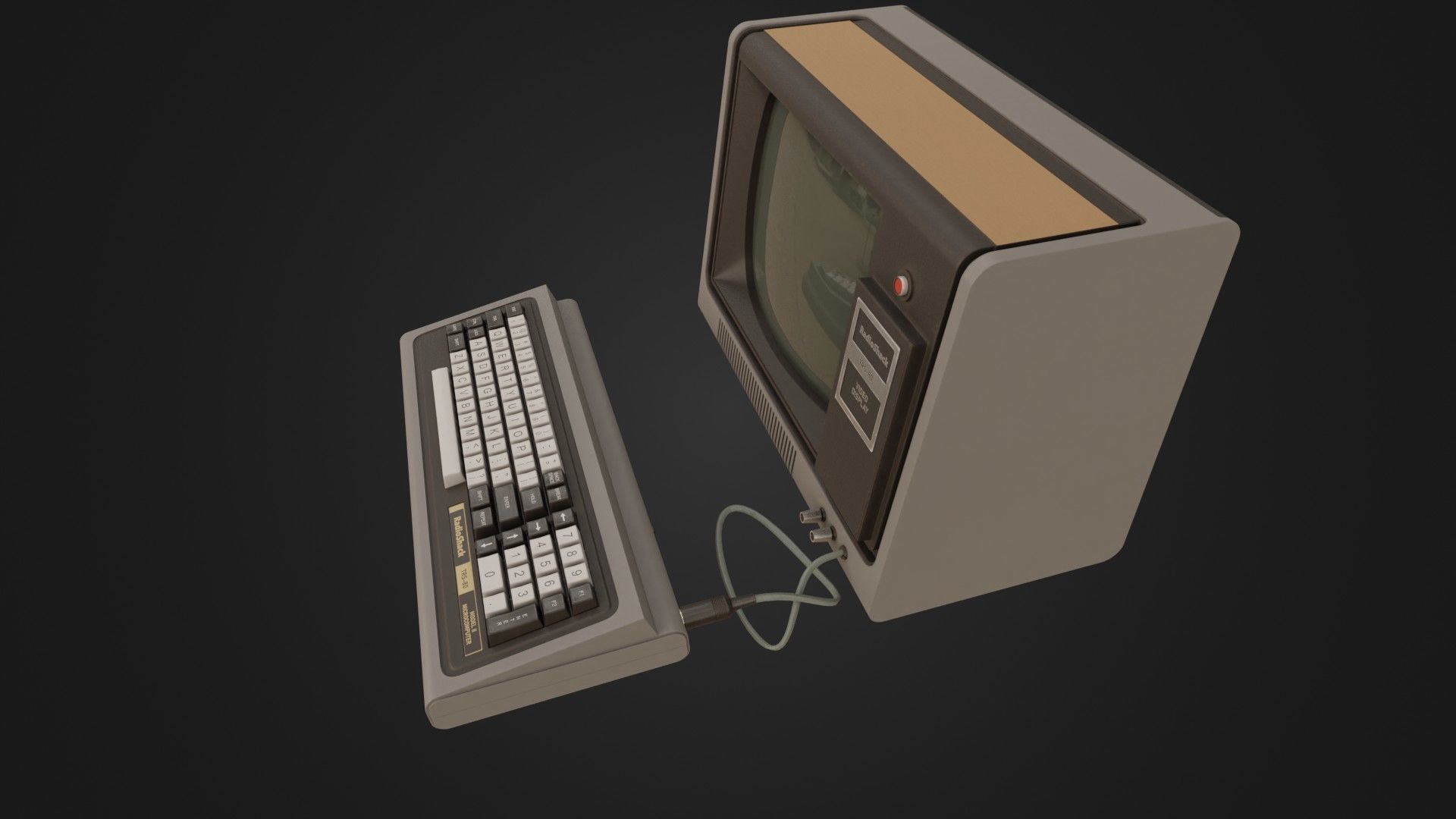 RadioShack TRS-80 with Video Display Low-poly 3D model_34