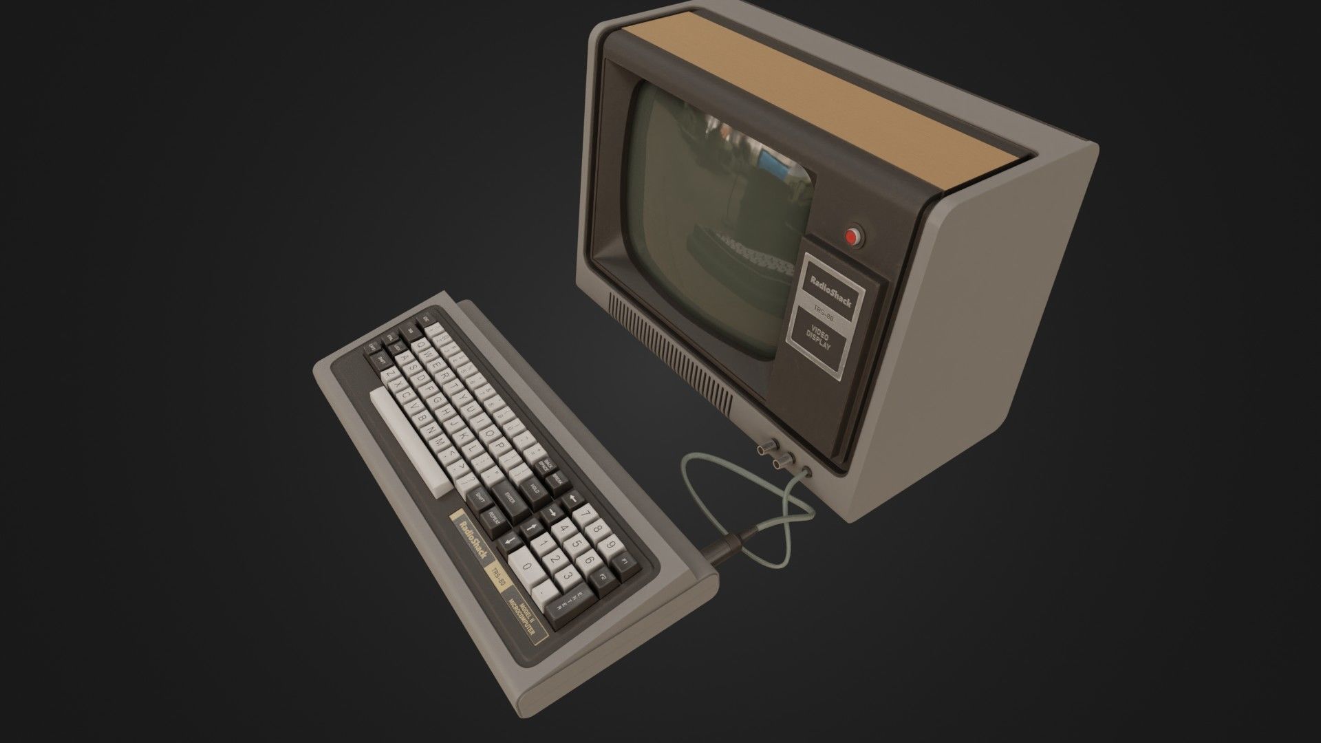 RadioShack TRS-80 with Video Display Low-poly 3D model_36