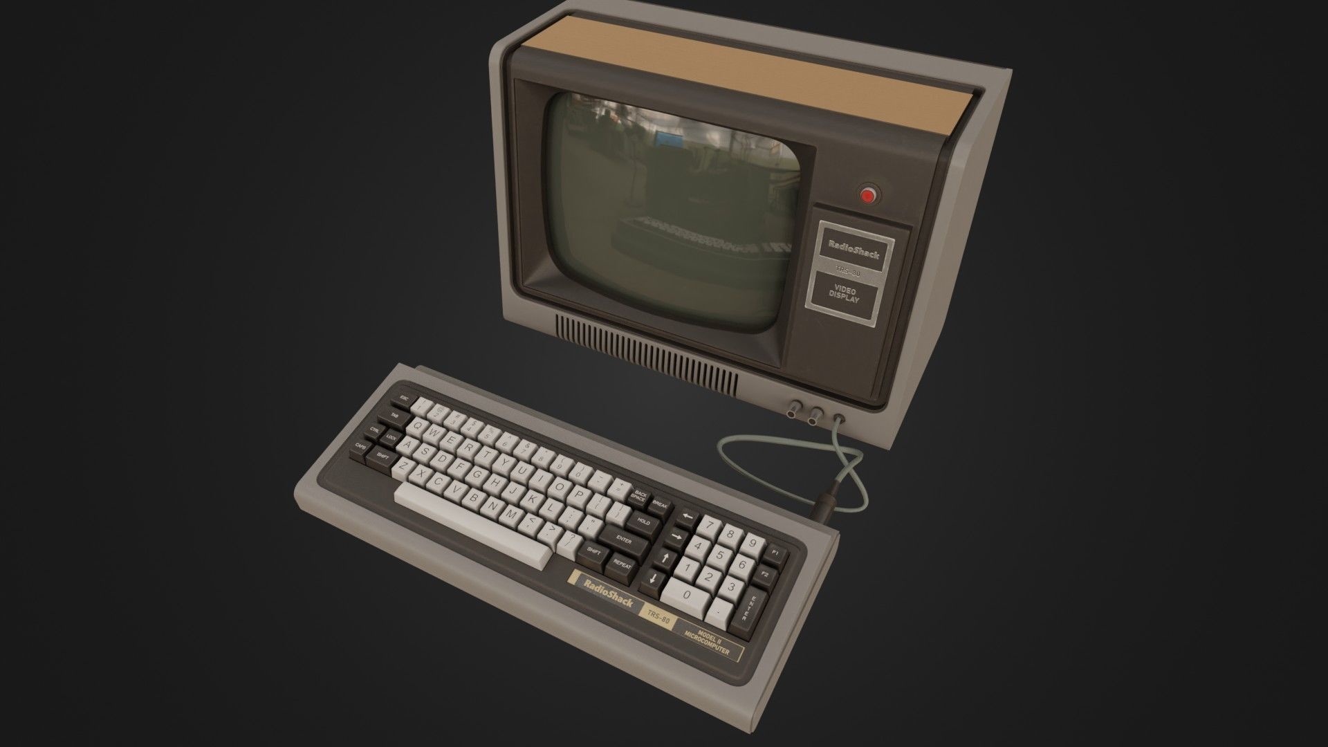 RadioShack TRS-80 with Video Display Low-poly 3D model_39