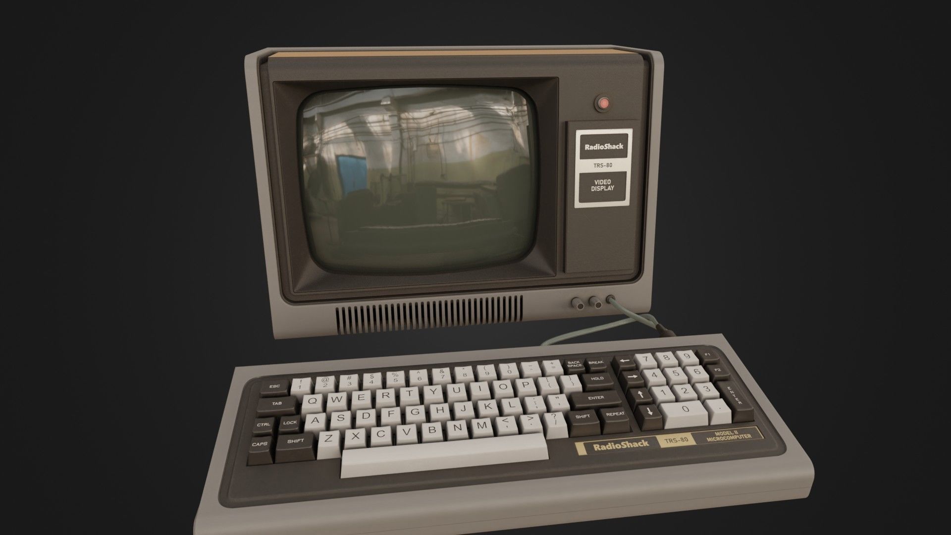 RadioShack TRS-80 with Video Display Low-poly 3D model_5