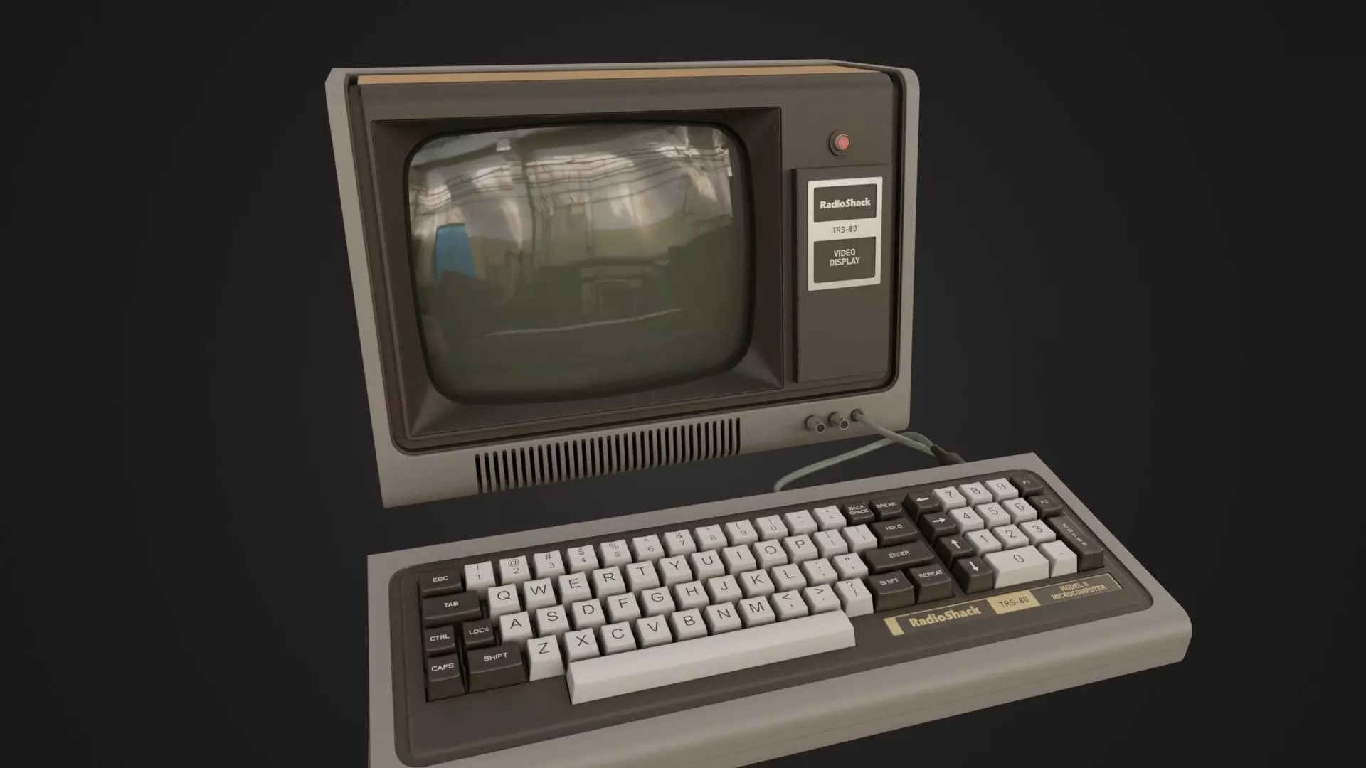 RadioShack TRS-80 with Video Display Low-poly 3D model_0