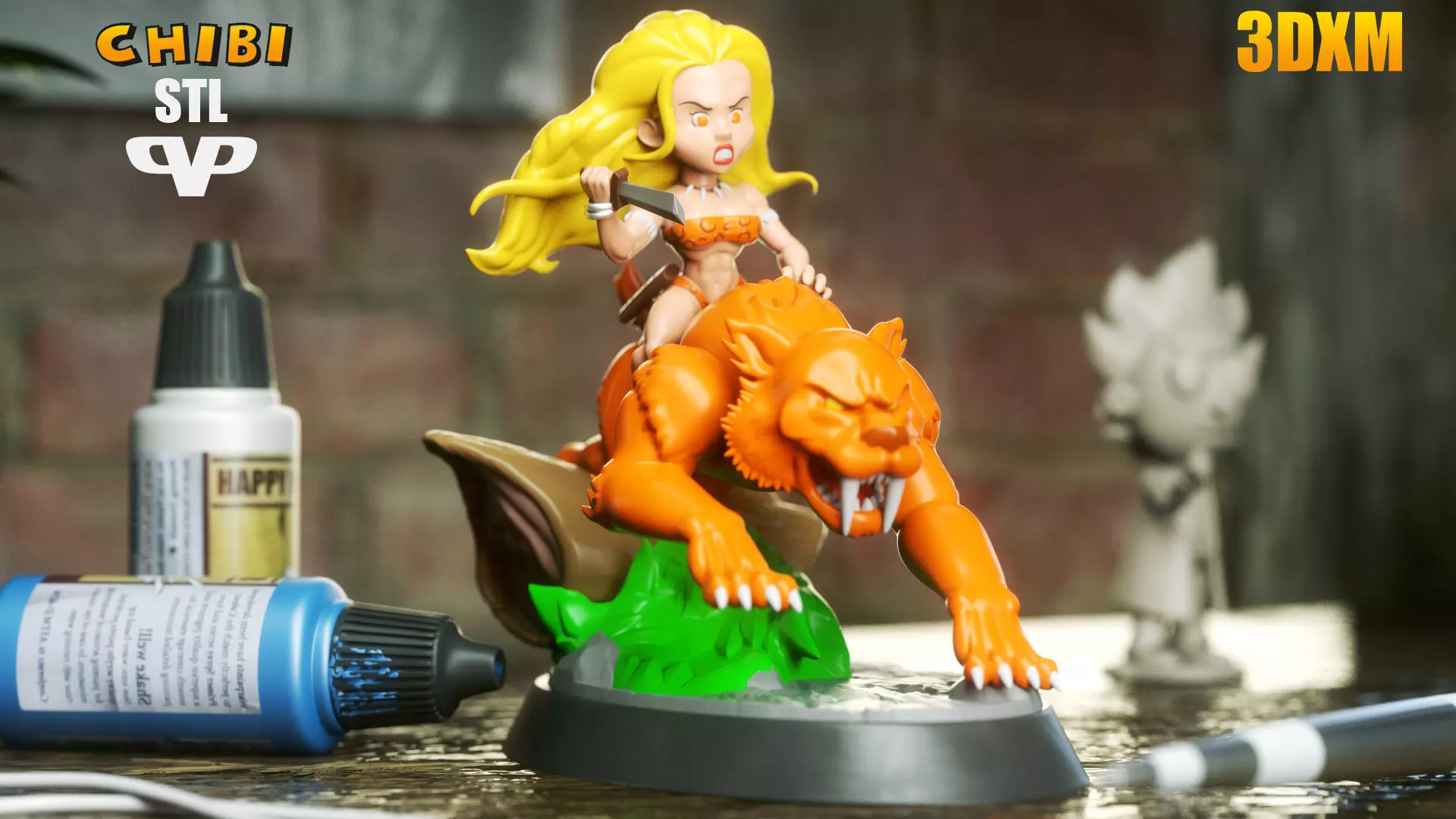 Marvel United Shanna Chibi STL for 3D Printing ChibiSTL 3DXM 3D print model_0