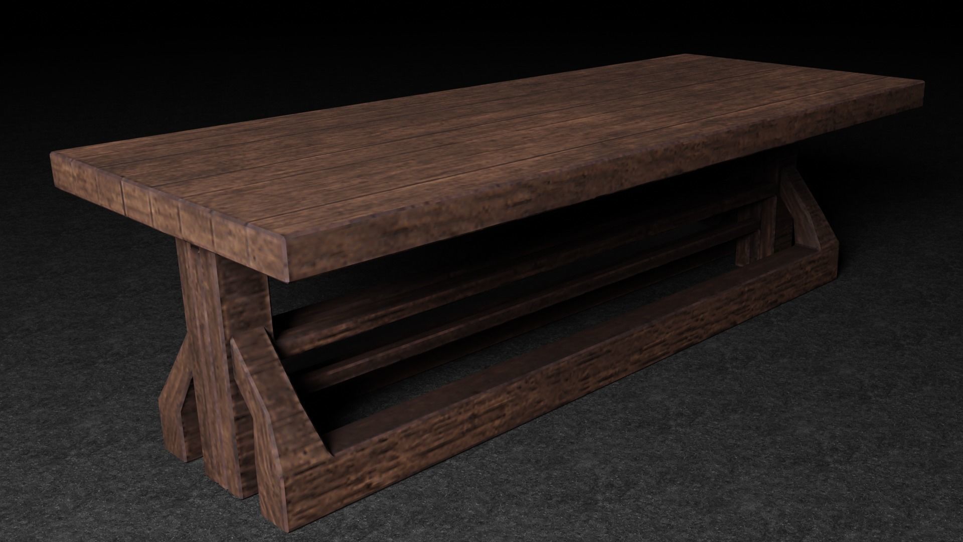 Medieval Table - Game Ready Low-poly 3D model_6