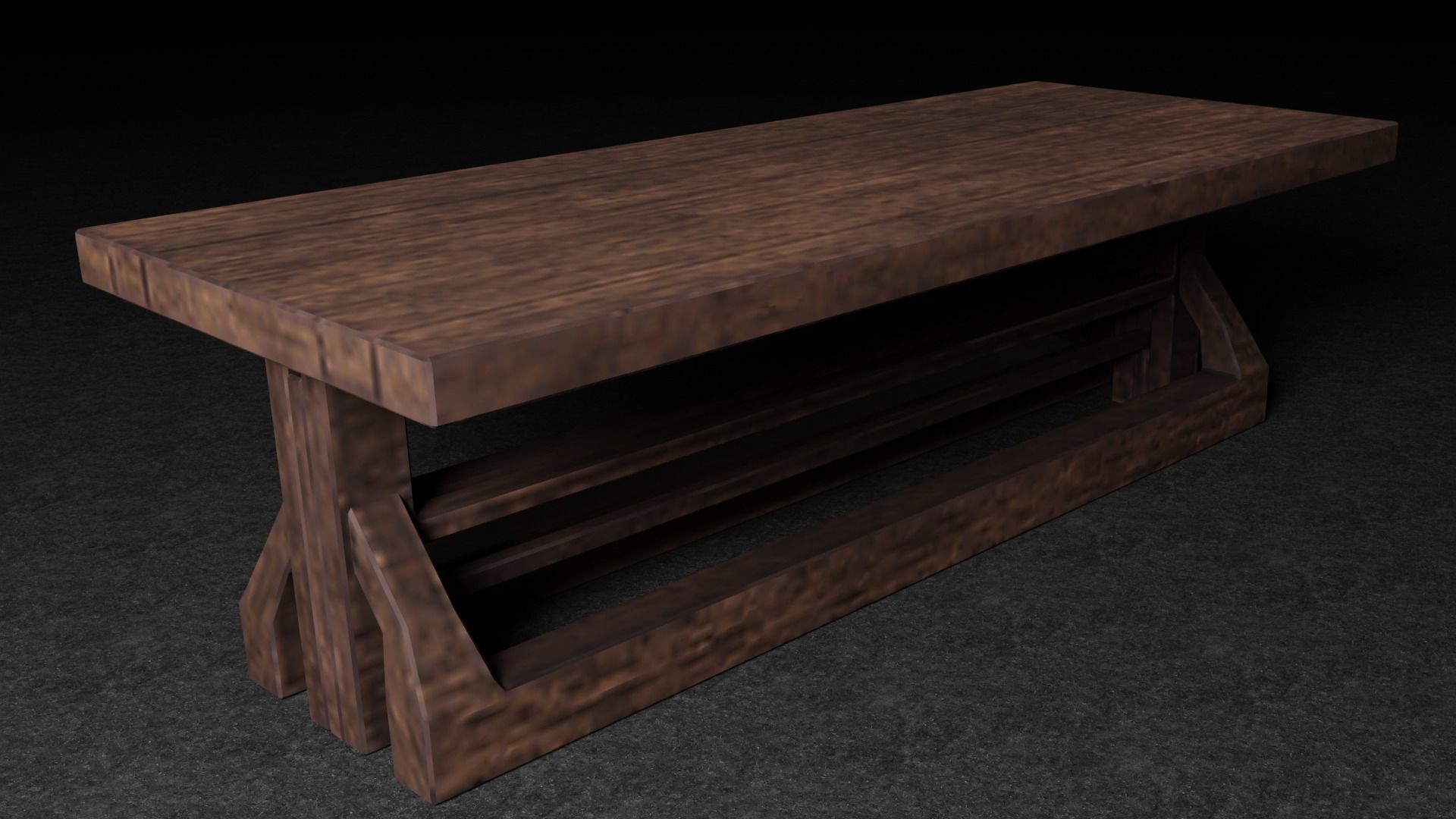 Medieval Table - Game Ready Low-poly 3D model_9