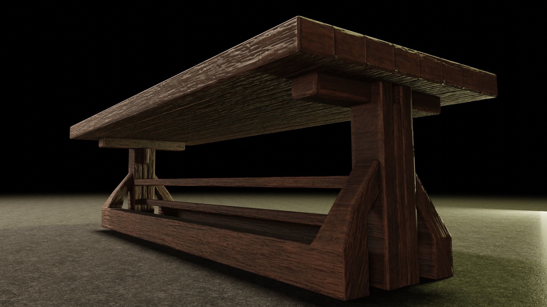 Medieval Table - Game Ready Low-poly 3D model_5
