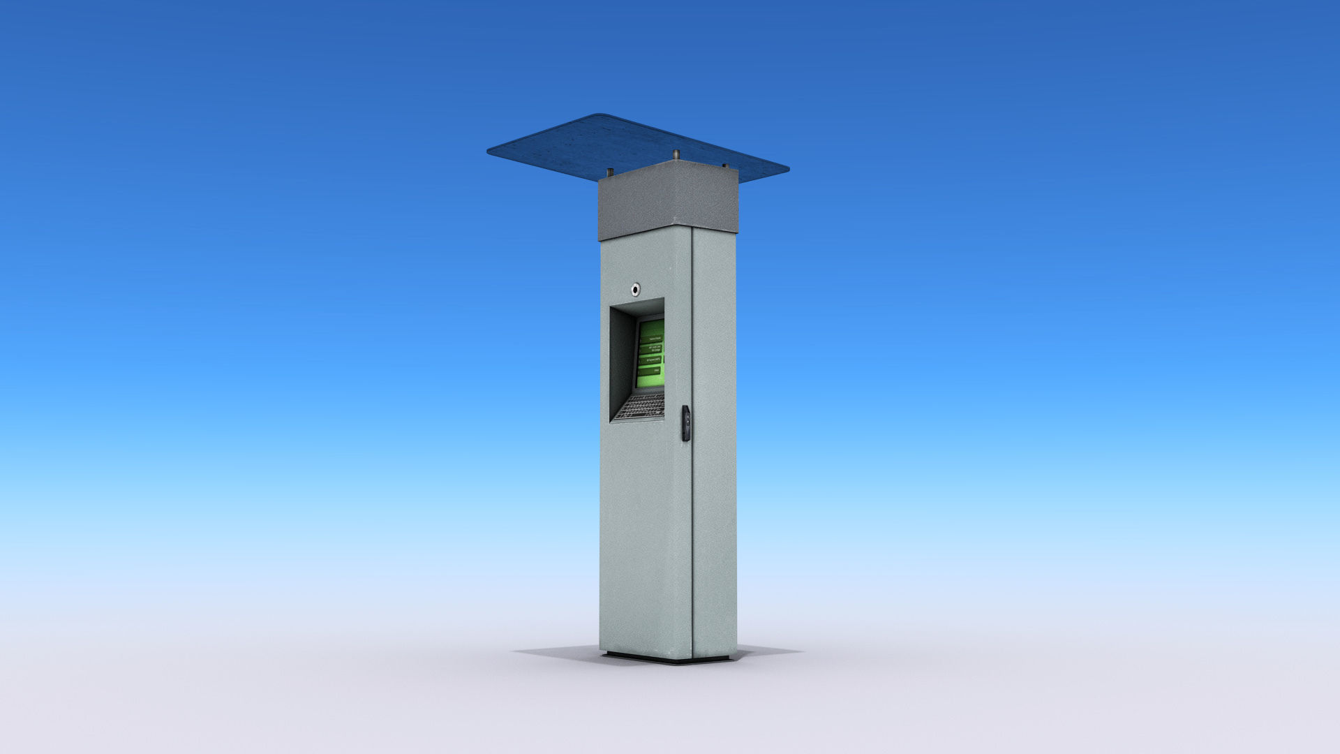 Multimedia Kiosk Low-poly 3D model_1