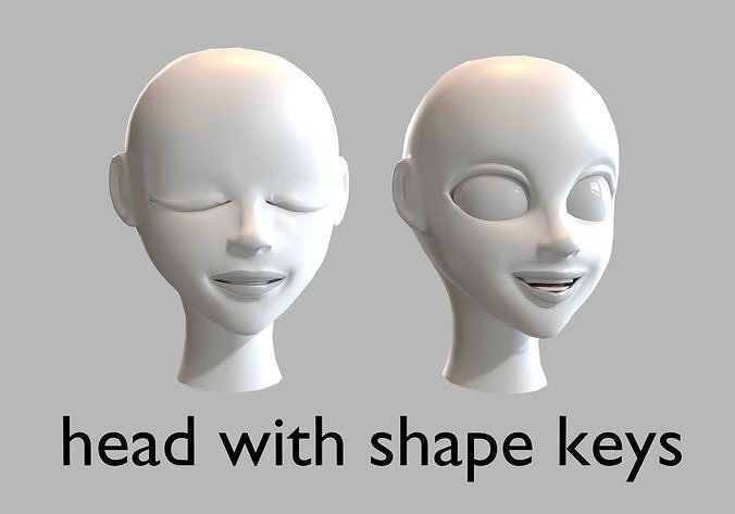 Head with 12 shape keys Low-poly 3D model