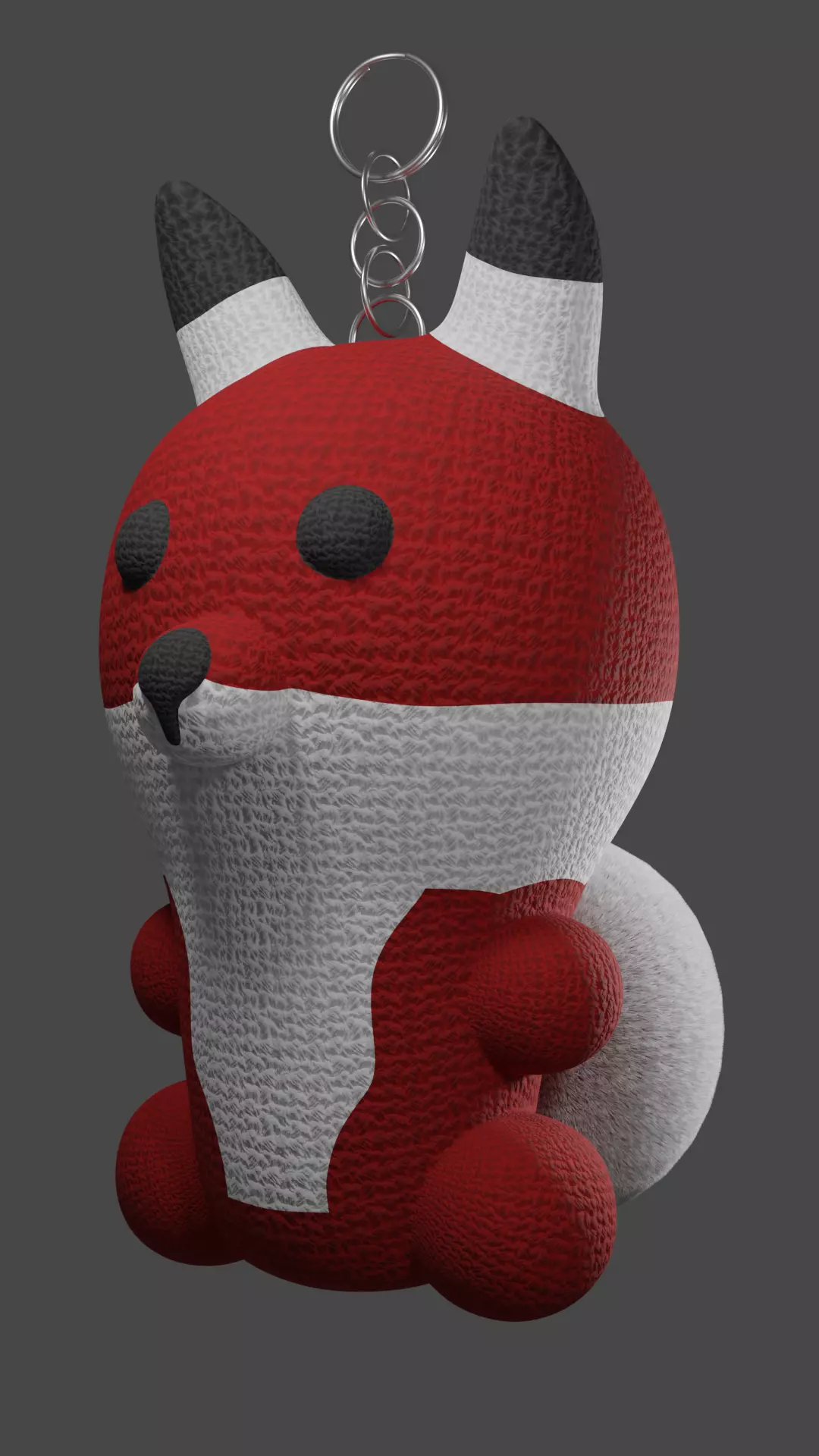 Keychain Fox - Crimson Red and White 3D model_0