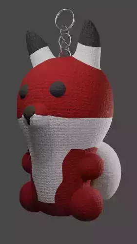 Keychain Fox - Crimson Red and White