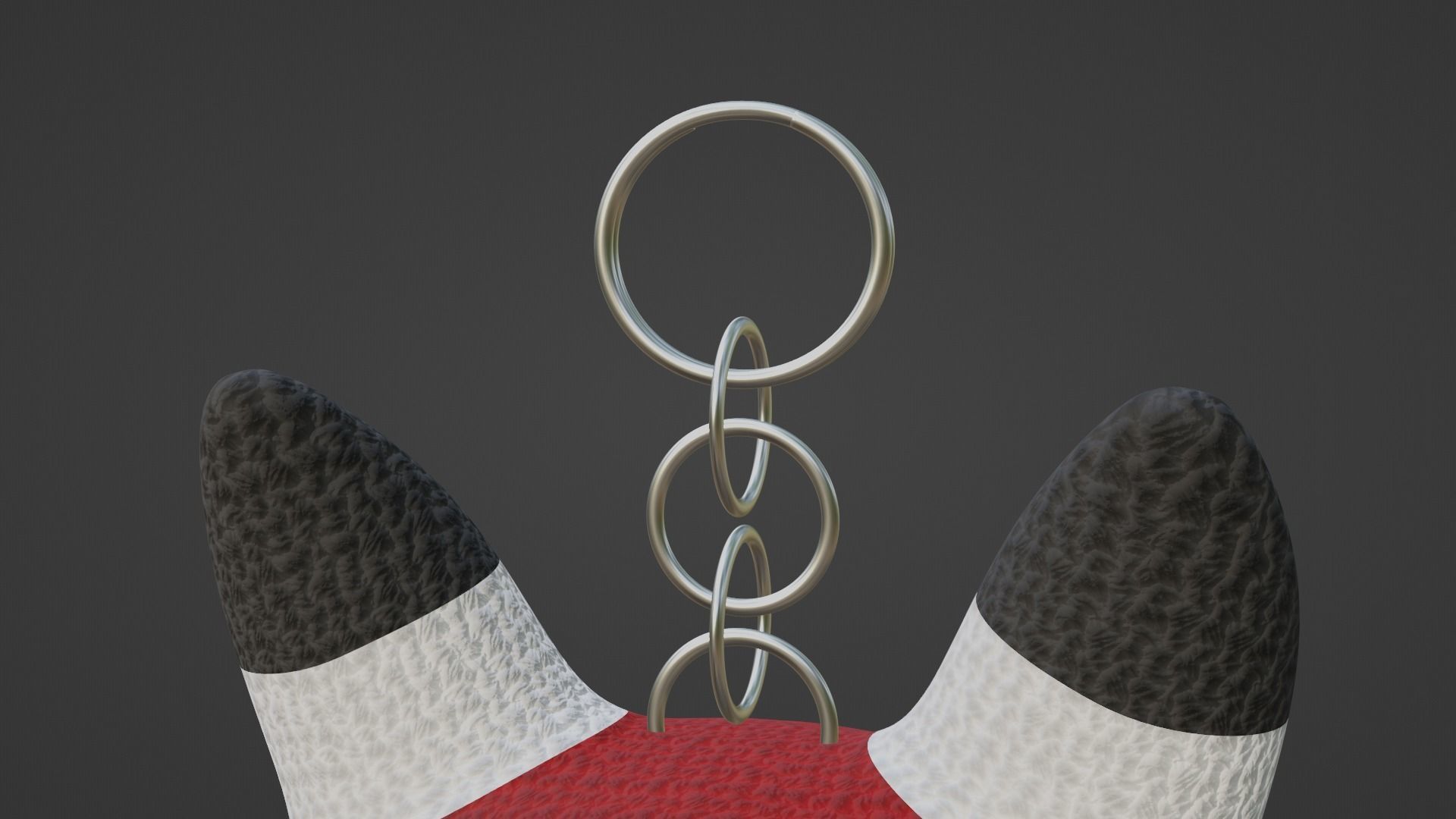 Keychain Fox - Crimson Red and White 3D model_1