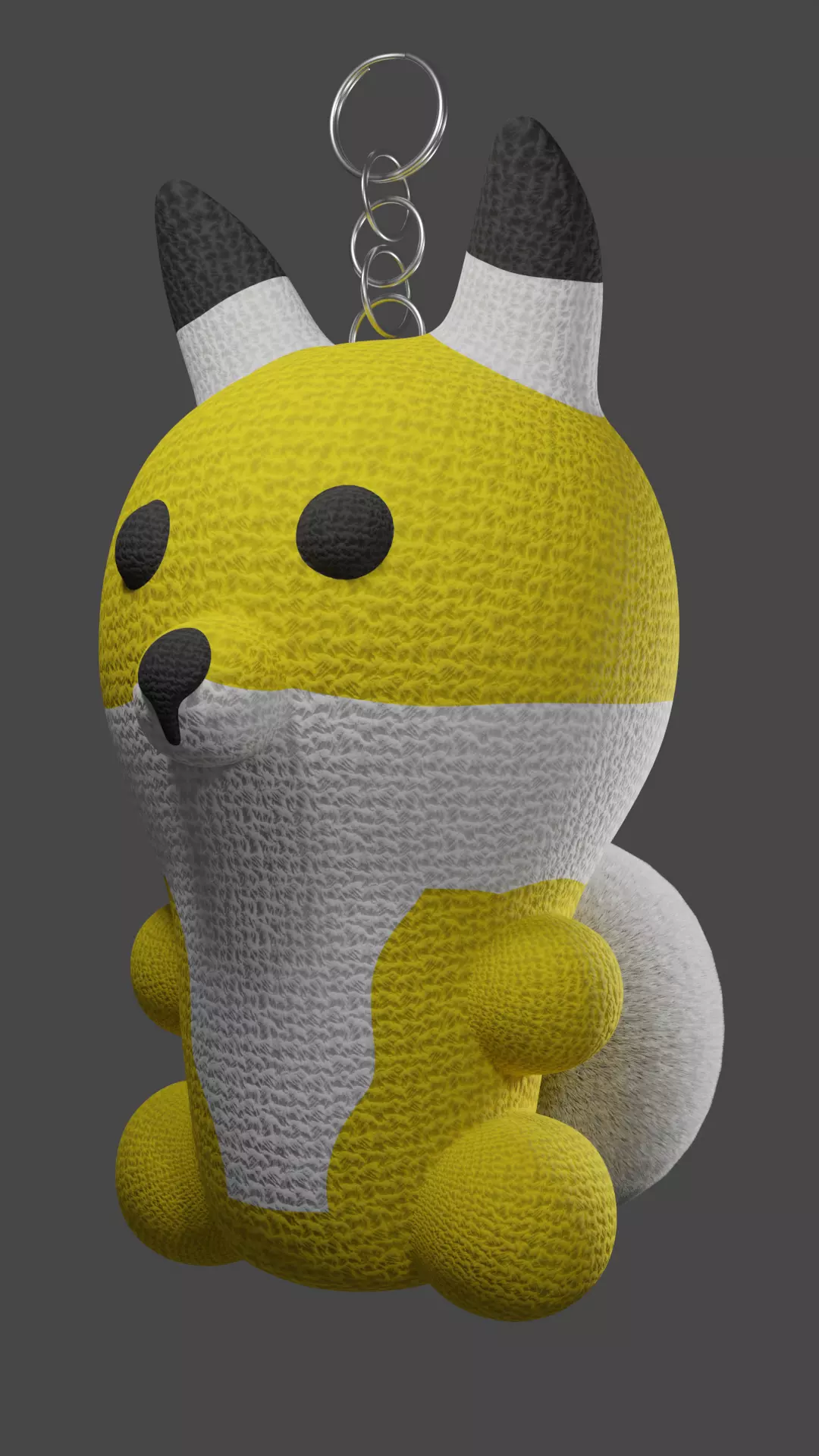 Keychain Fox - Gold and White 3D model_0