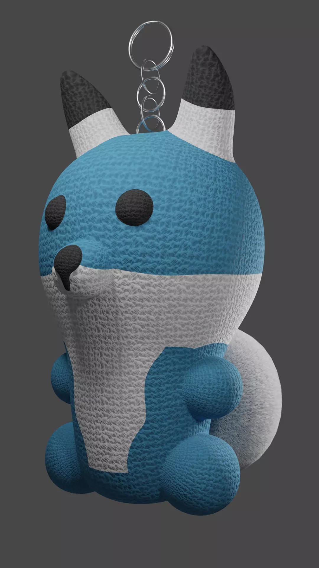Keychain Fox - Light Blue and White 3D model_0