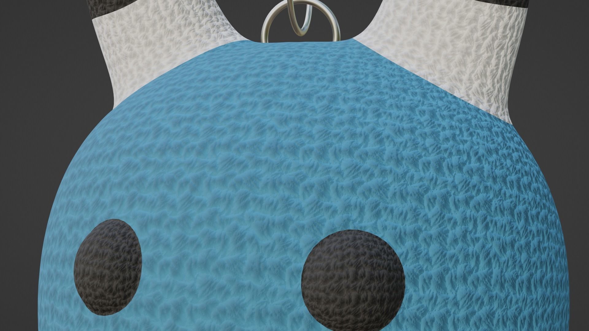 Keychain Fox - Light Blue and White 3D model_4