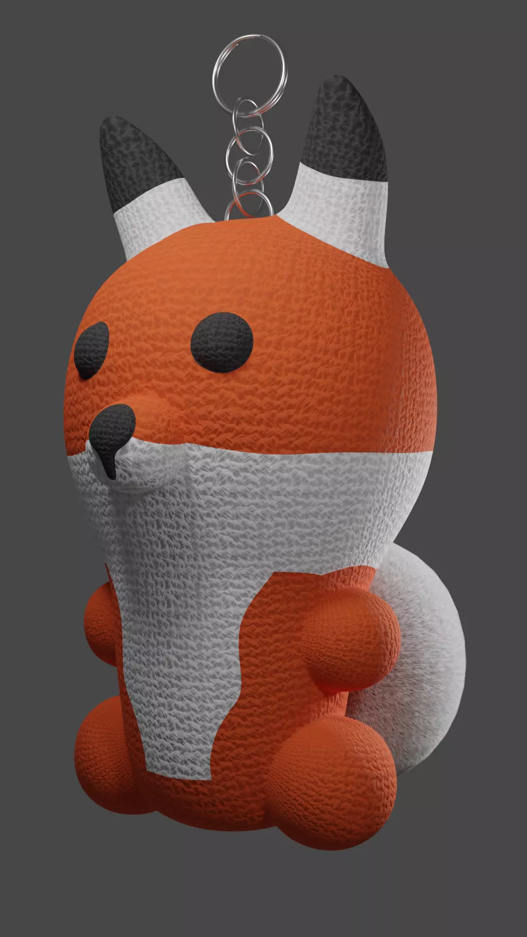 Keychain Fox - Orange and White 3D model_0