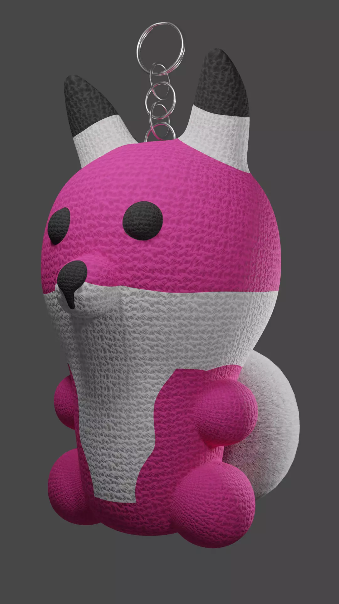 Keychain Fox - Pink and White 3D model_0