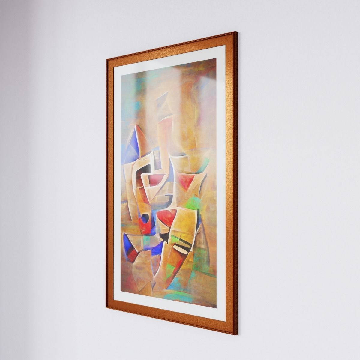 Painting in Frame Picasso Style 2 Low-poly 3D model_1