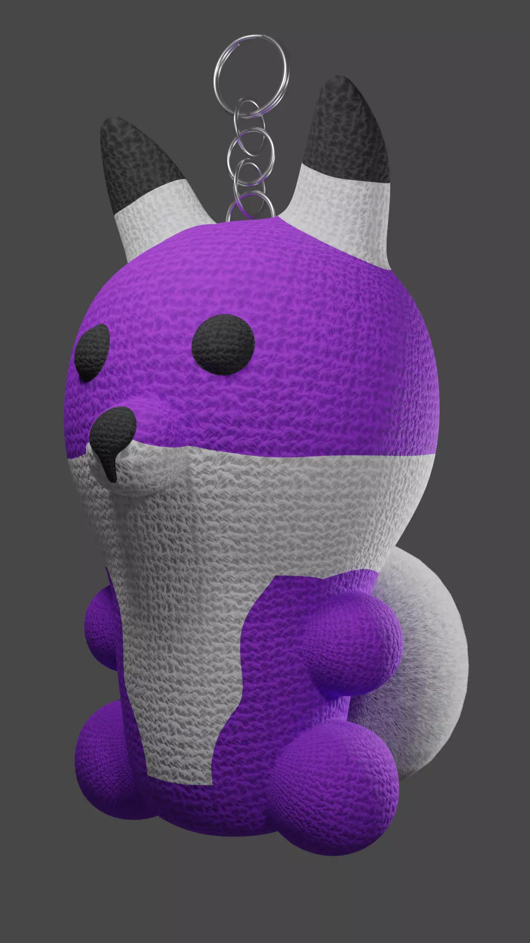 Keychain Fox - Purple and White 3D model_0