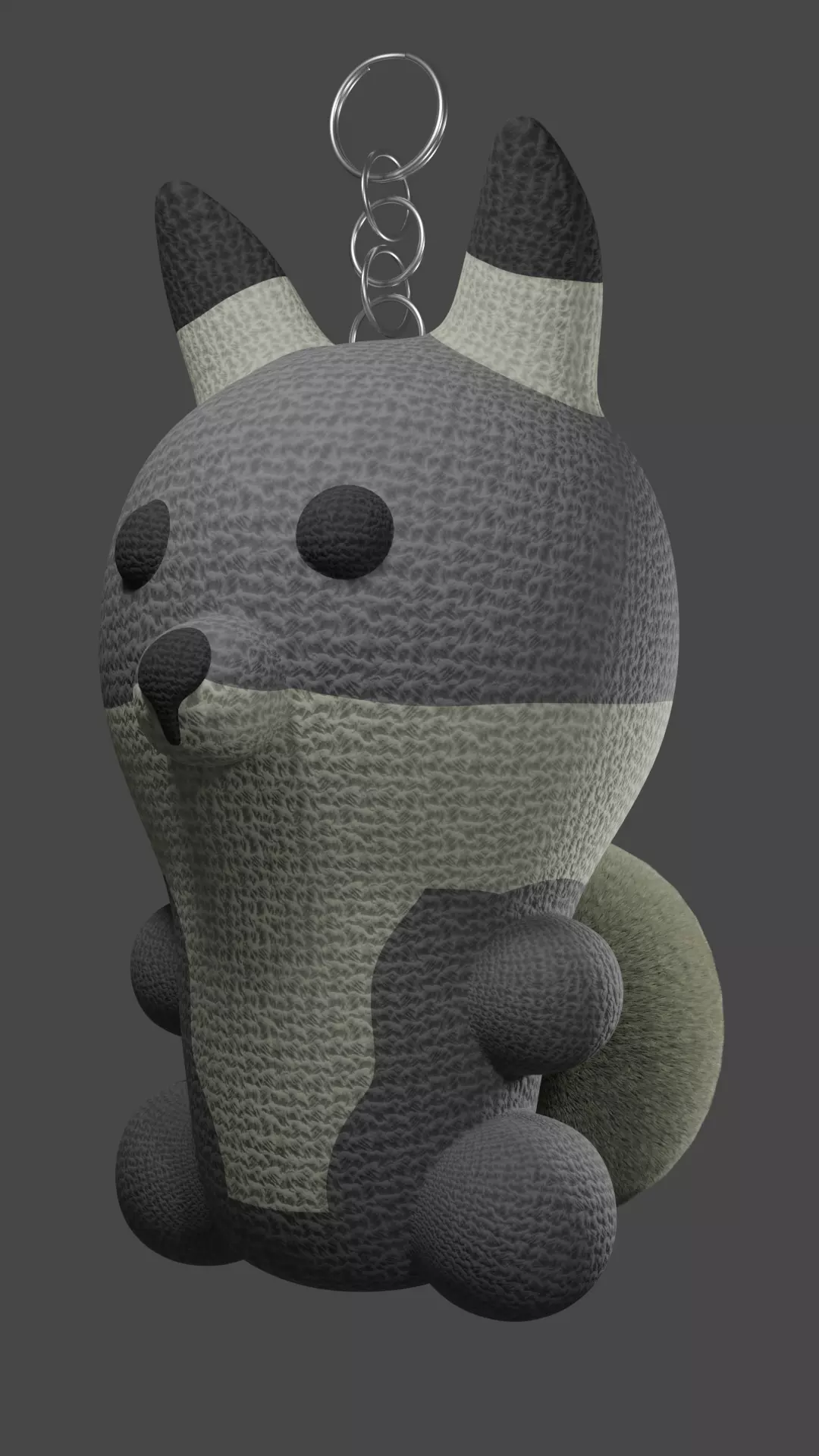 Keychain Fox - Gray and Beige 3D model_0