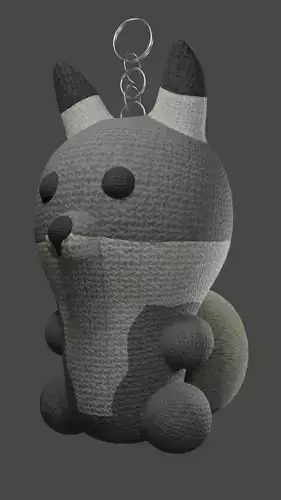 Keychain Fox - Gray and Beige