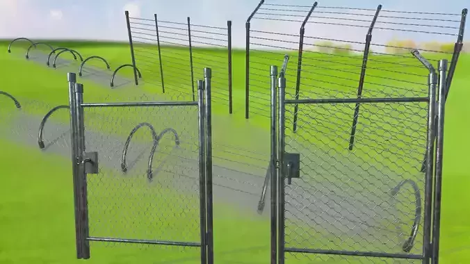 Netting Mesh Fence Kit  Low-poly 3D model