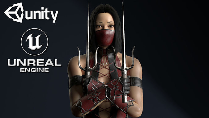 Ninja Girl - Game Ready Low-poly 3D model