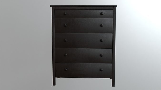 Furniture Black-Brown  Dresser  Low-poly 3D model