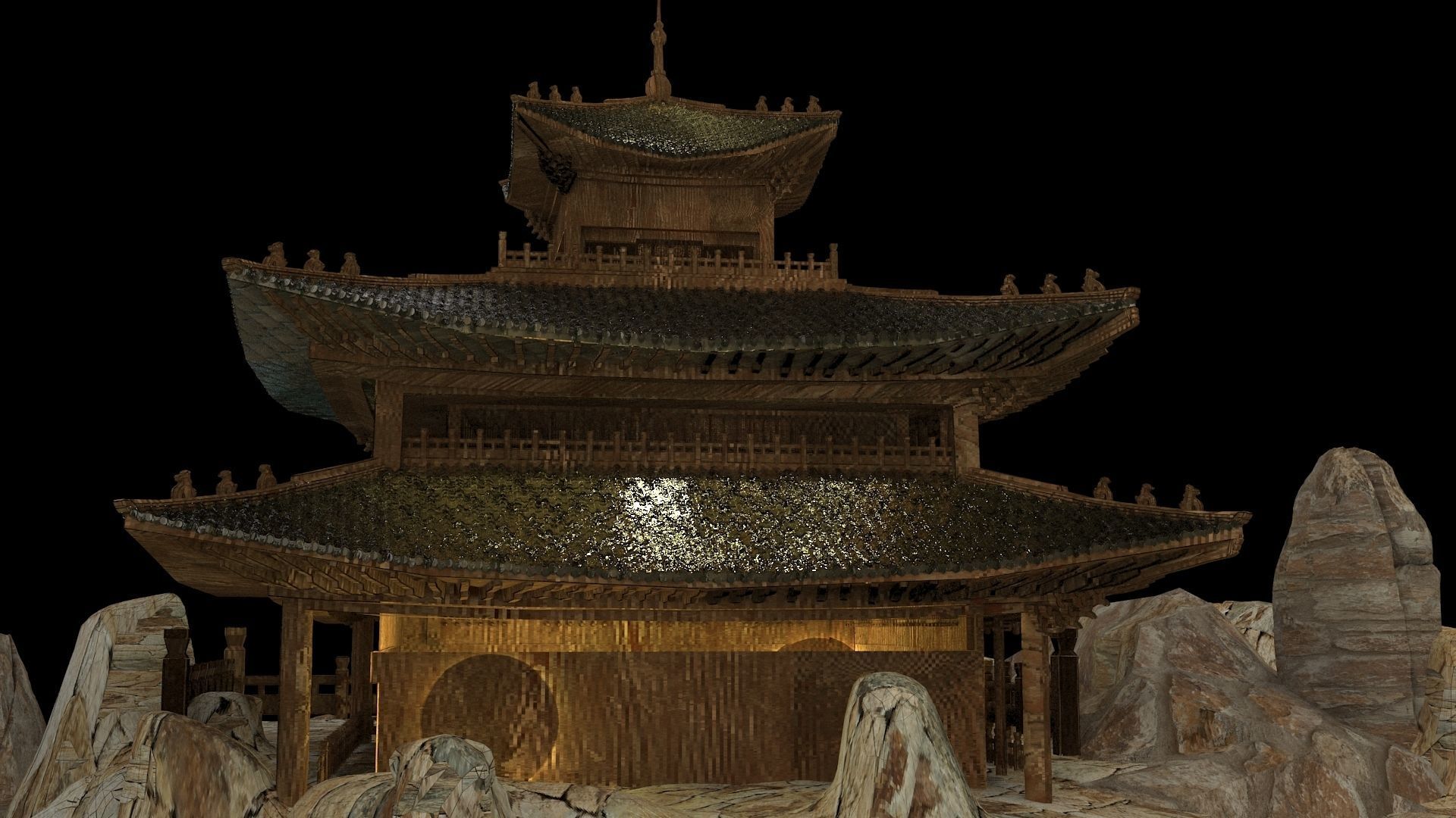 Chinese ancient house 3D model_1