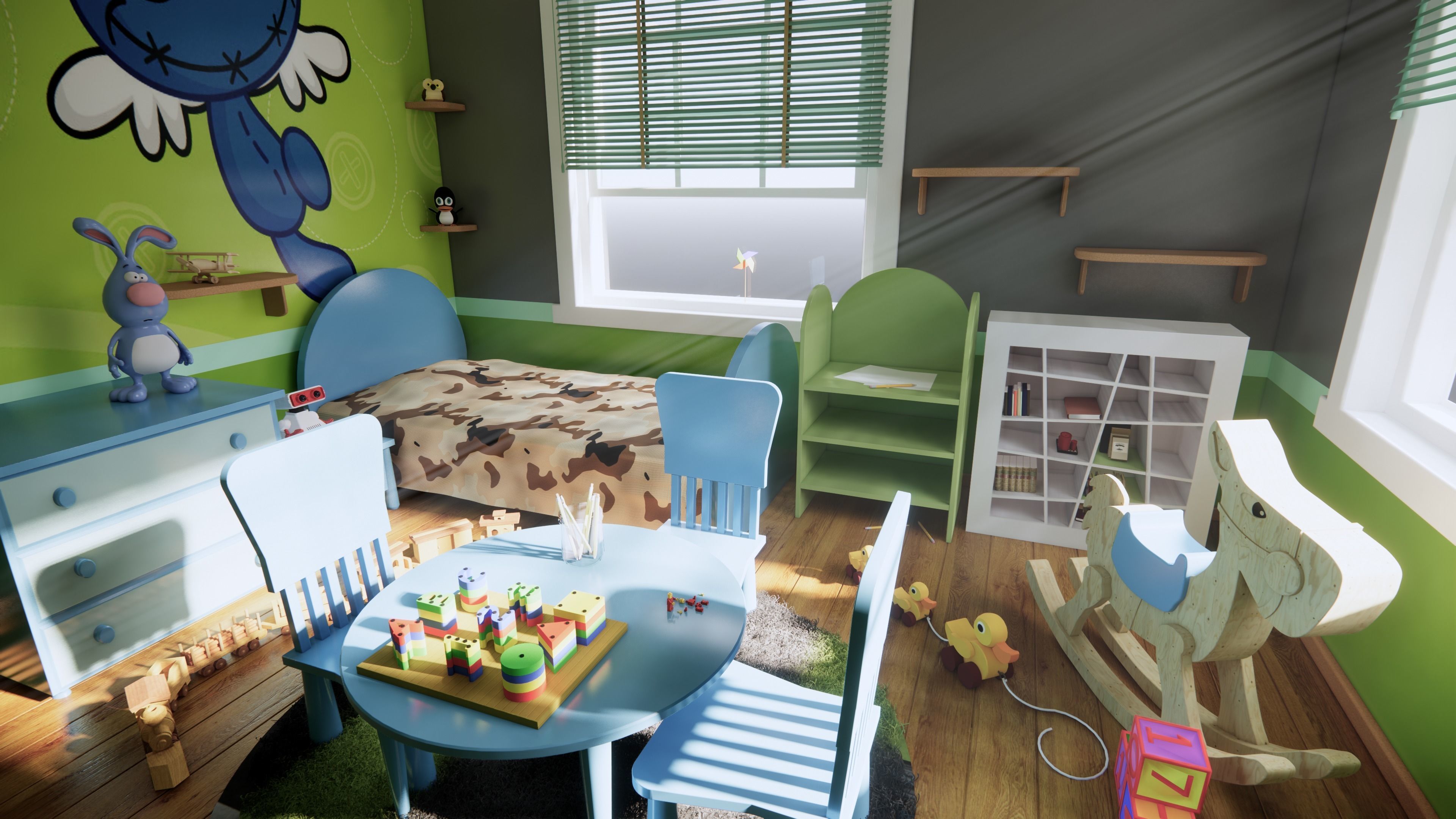 Kids Room  Low-poly 3D model_2