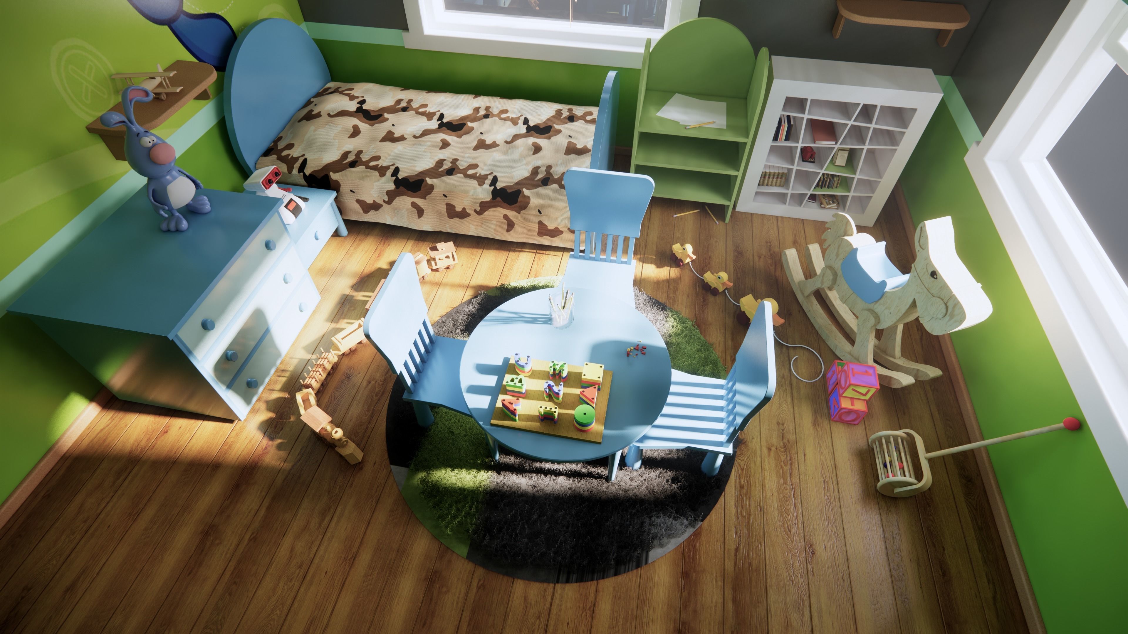 Kids Room  Low-poly 3D model_9