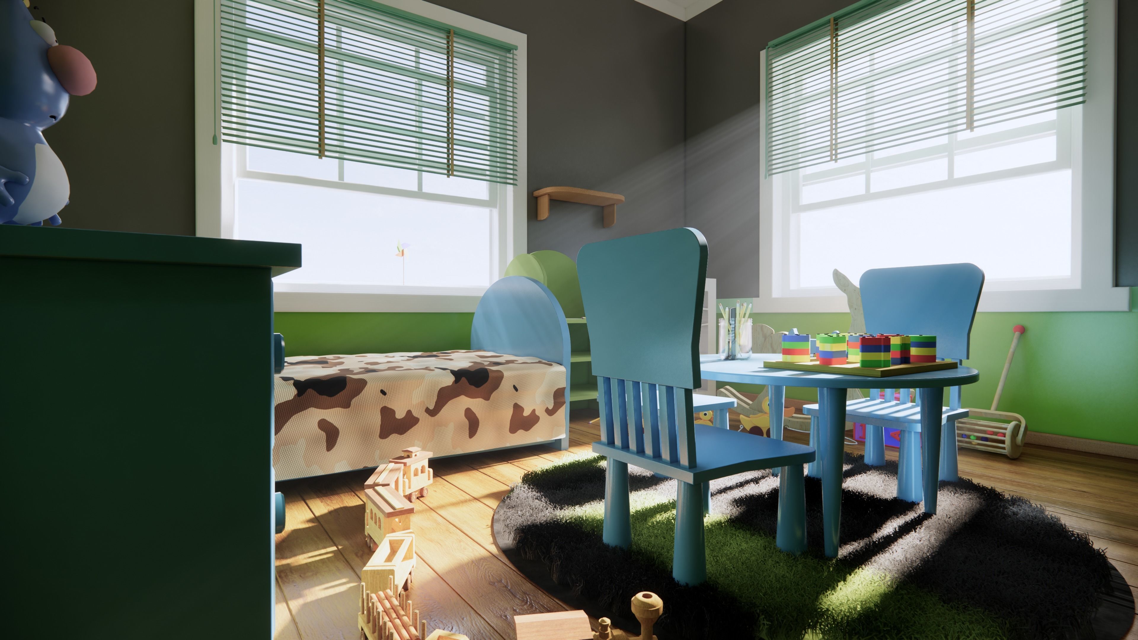 Kids Room  Low-poly 3D model_7