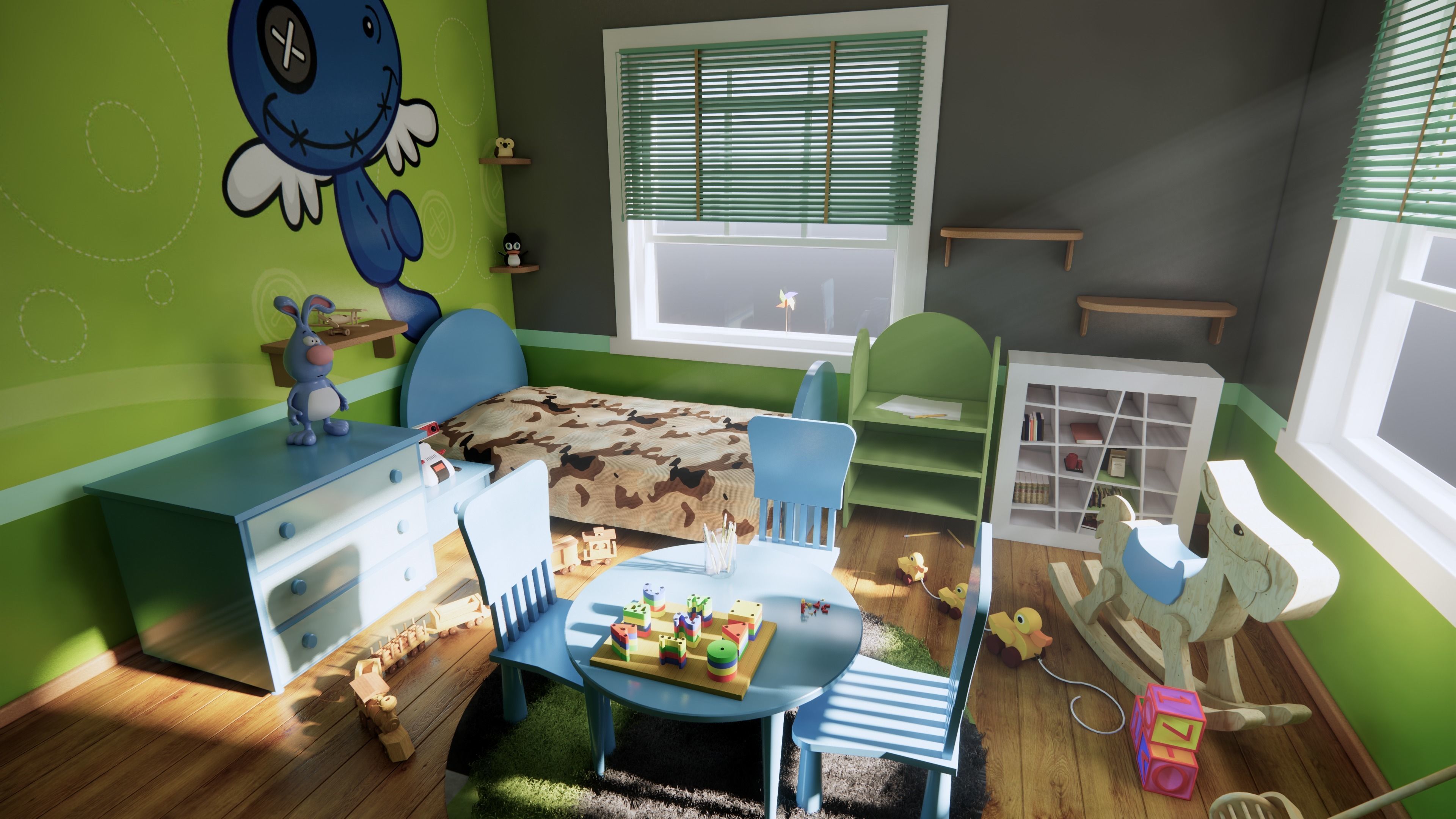 Kids Room  Low-poly 3D model_5