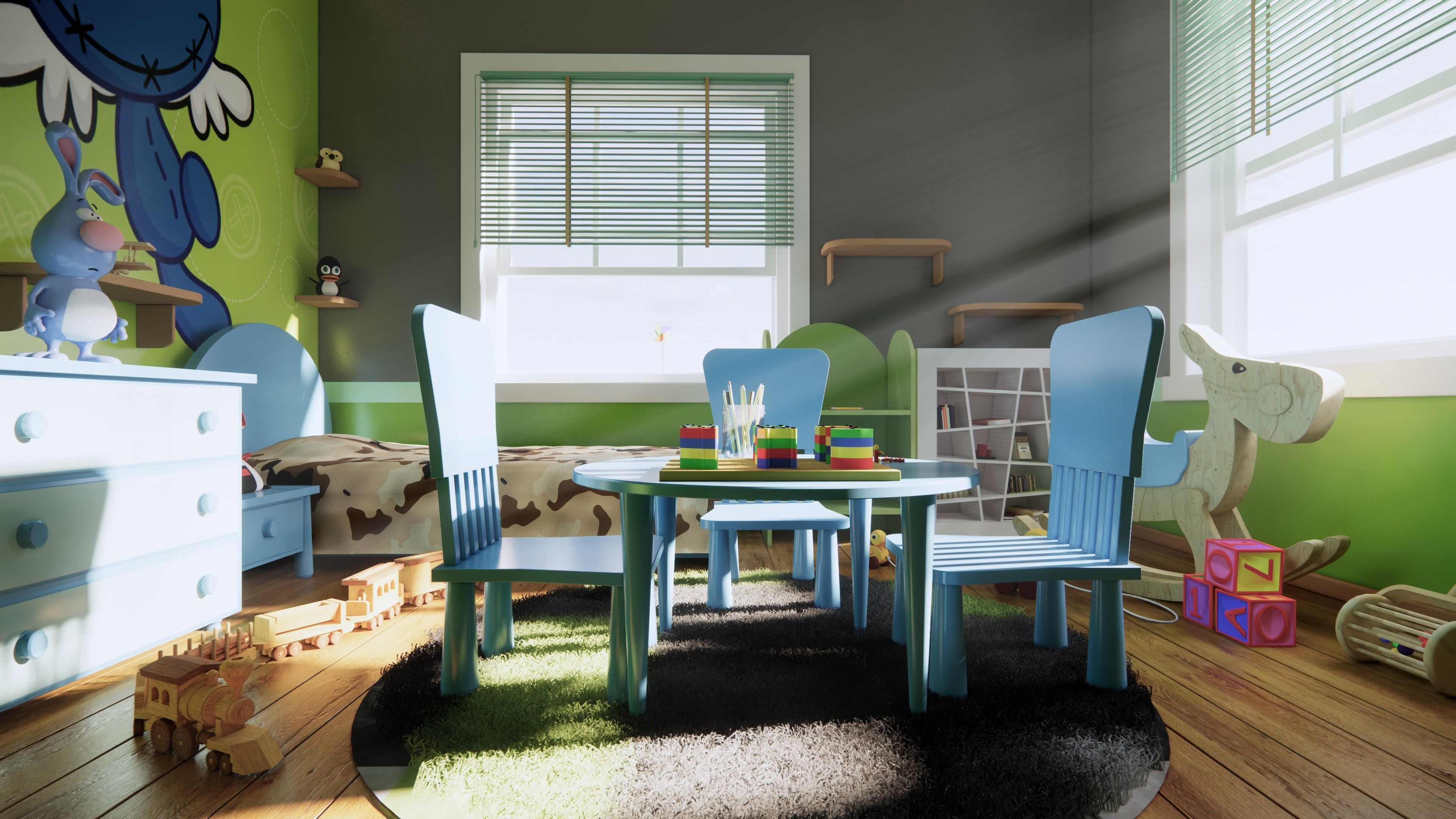 Kids Room  Low-poly 3D model_4